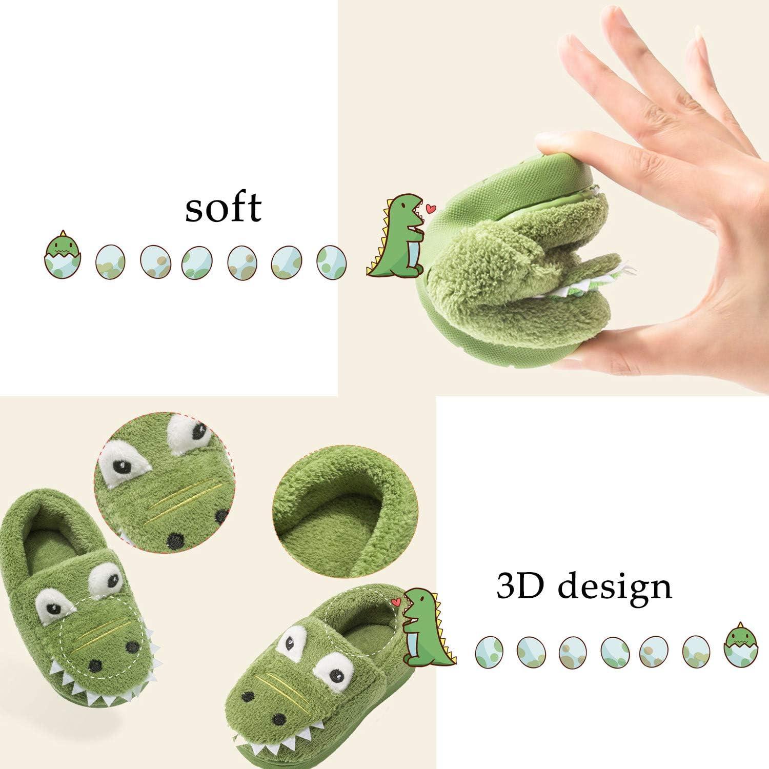 JACKSHIBO Toddler Slippers Boys Girls Little Kids Dinosaur House Shoes Cute Bunny Slipper for Home Indoor Winter Bedroom Non Slip Soft Plush Rabbit Warm Shoes(Green)