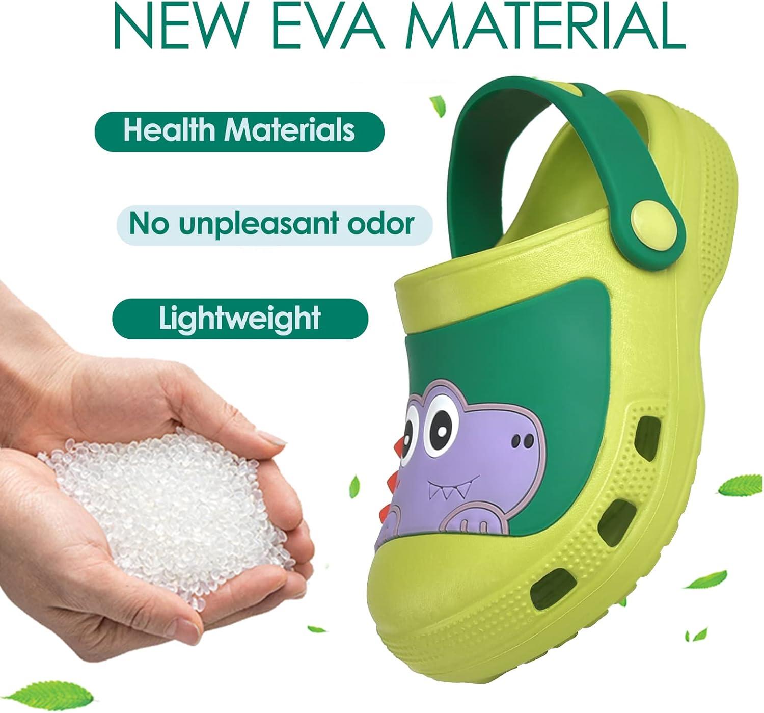 JACKSHIBO Toddler Little Kids Clogs Boys Girls Dinosaur Water Pool Beach Garden Sandals(Greendinosaur)