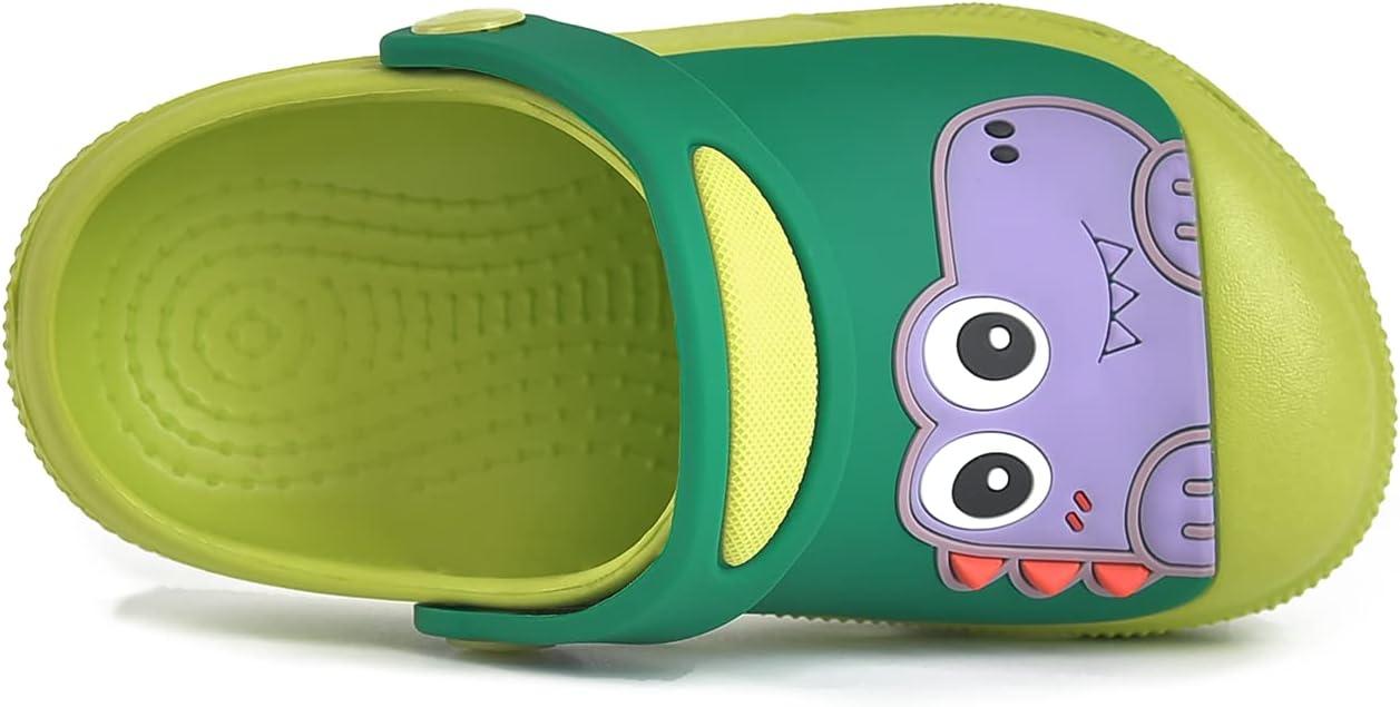 JACKSHIBO Toddler Little Kids Clogs Boys Girls Dinosaur Water Pool Beach Garden Sandals(Greendinosaur)