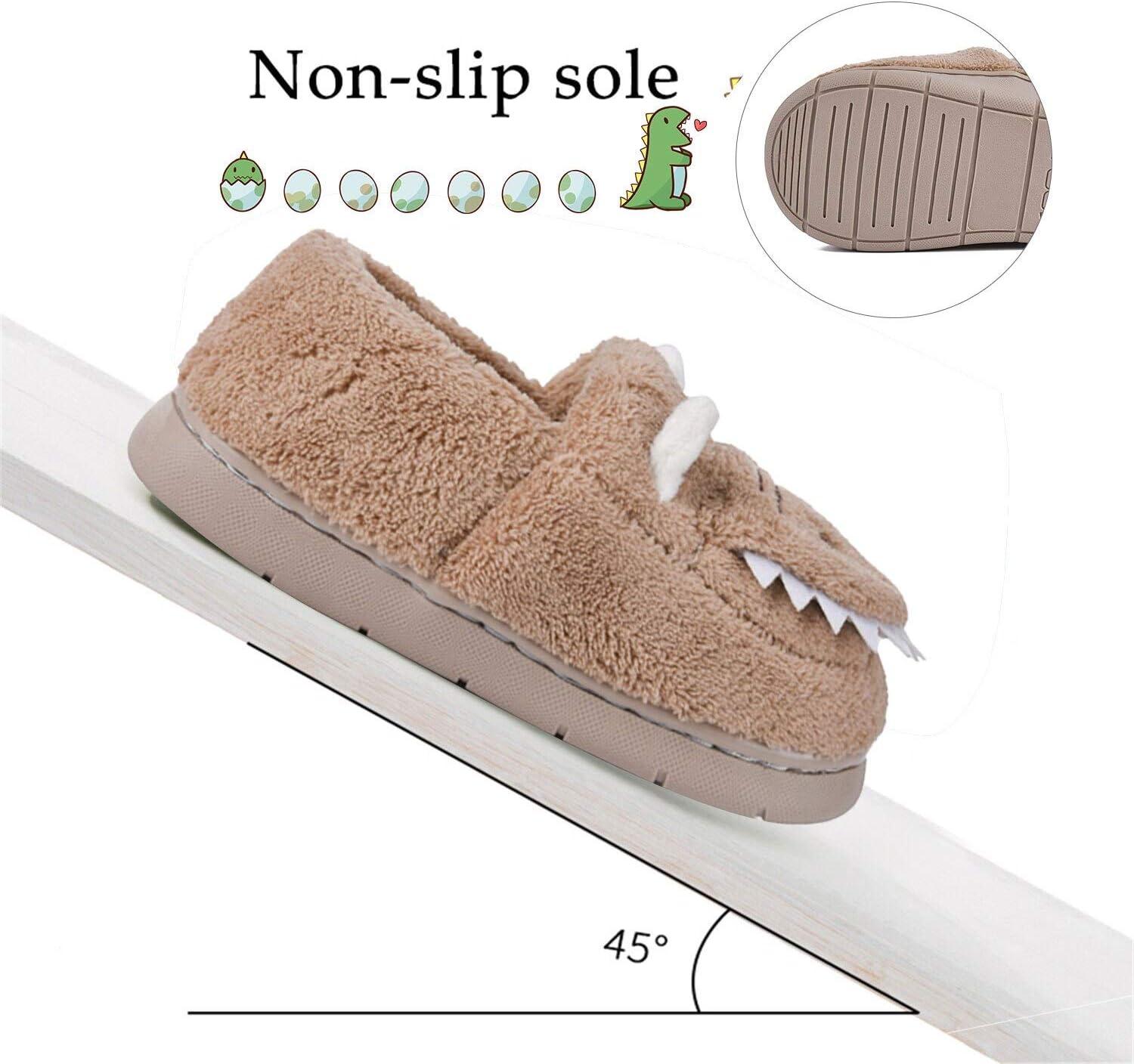 JACKSHIBO Toddler Slippers Boys Girls Little Kids Dinosaur House Shoes Cute Bunny Slipper for Home Indoor Winter Bedroom Non Slip Soft Plush Rabbit Warm Shoes(Khaki)