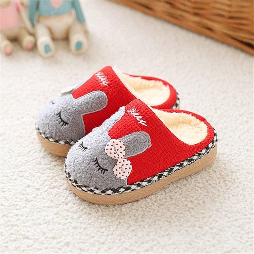 JACKSHIBO Toddler Slippers Boys Girls Little Kids Dinosaur House Shoes Cute Bunny Slipper for Home Indoor Winter Bedroom Non Slip Soft Plush Rabbit Warm Shoes(1718-rabbit Red)