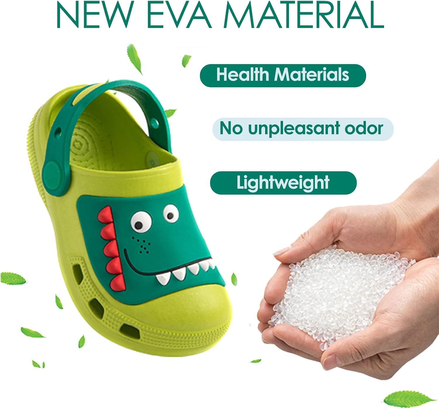 JACKSHIBO Toddler Little Kids Clogs Boys Girls Dinosaur Water Pool Beach Garden Sandals Green