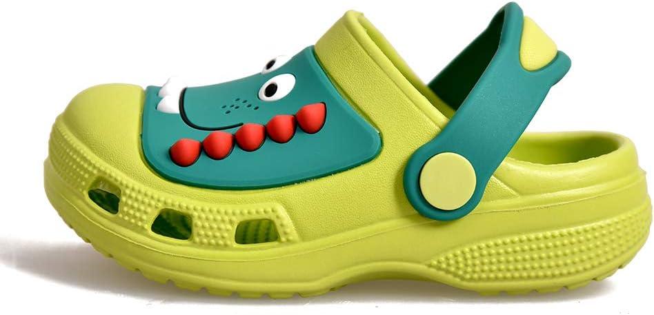 JACKSHIBO Toddler Little Kids Clogs Boys Girls Dinosaur Water Pool Beach Garden Sandals Green