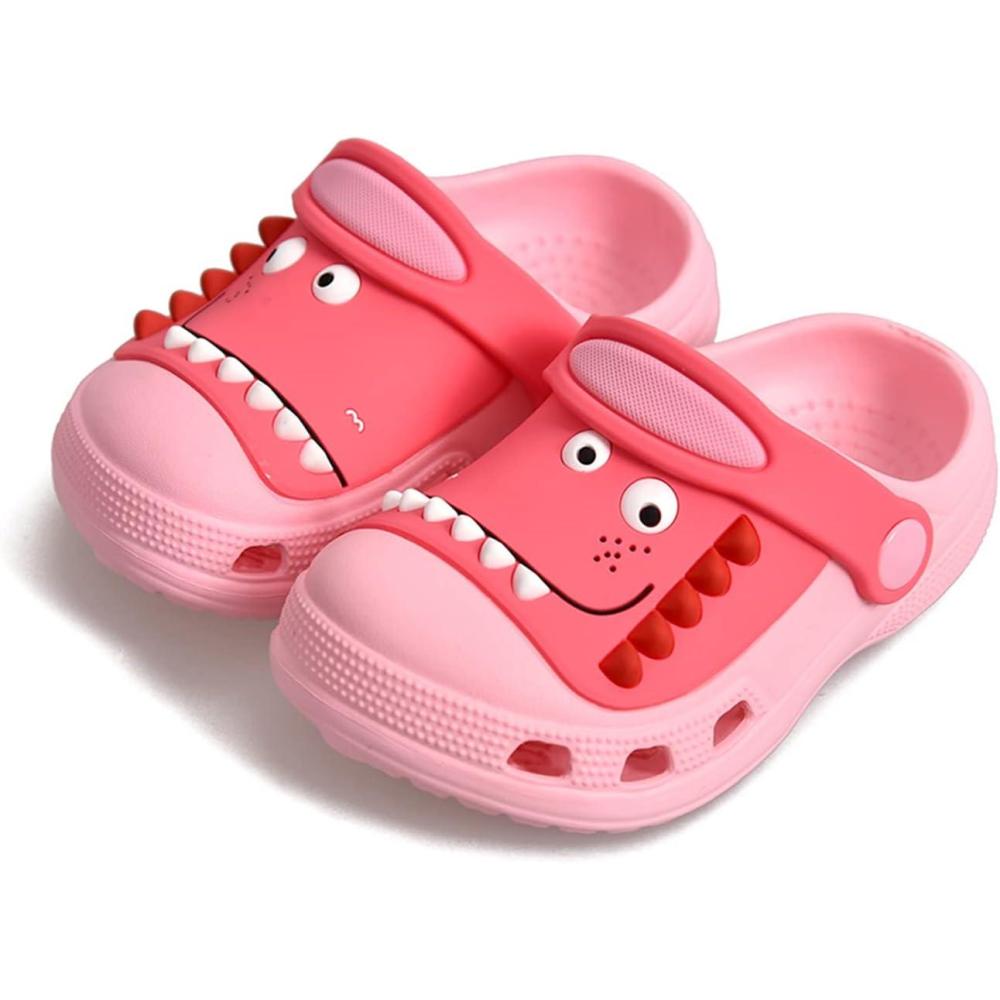 JACKSHIBO Toddler Little Kids Clogs Boys Girls Dinosaur Water Pool Beach Garden Sandals Pink