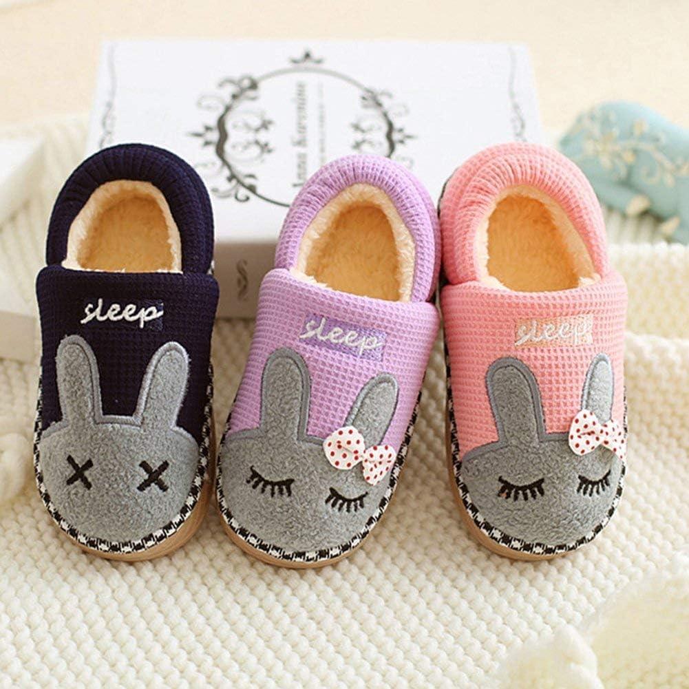 JACKSHIBO Toddler Slippers Boys Girls Little Kids Dinosaur House Shoes Cute Bunny Slipper for Home Indoor Winter Bedroom Non Slip Soft Plush Rabbit Warm Shoes(1720-rabbit Blue)