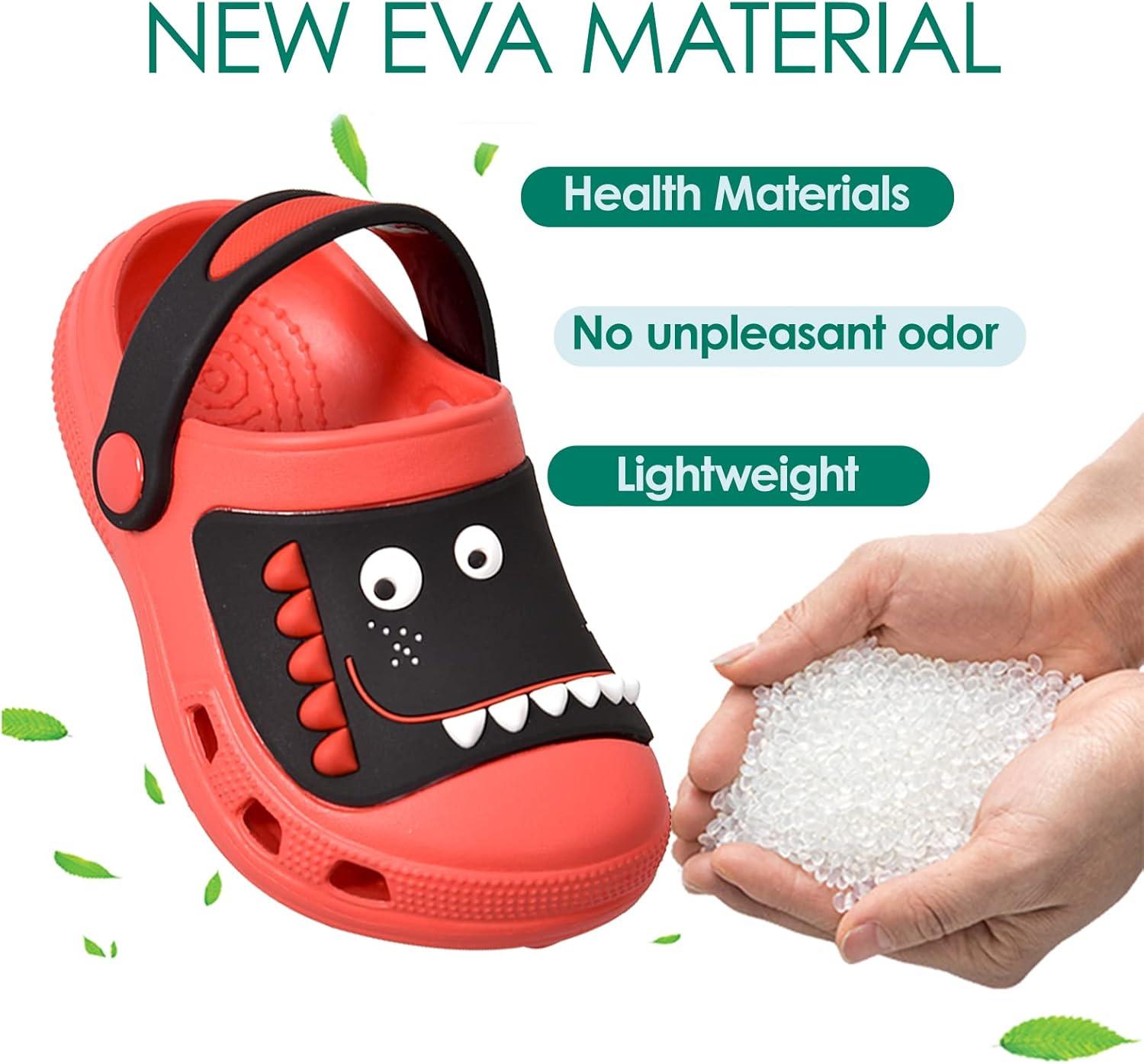 JACKSHIBO Toddler Little Kids Clogs Boys Girls Dinosaur Water Pool Beach Garden Sandals Red