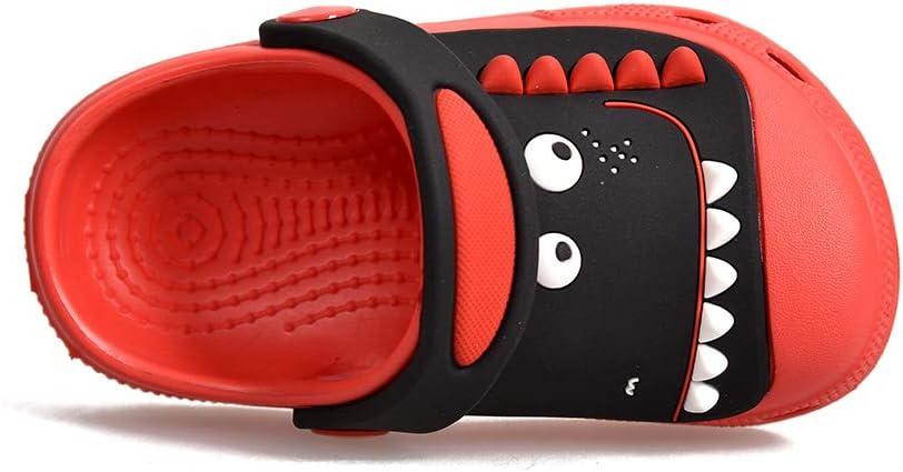 JACKSHIBO Toddler Little Kids Clogs Boys Girls Dinosaur Water Pool Beach Garden Sandals Red