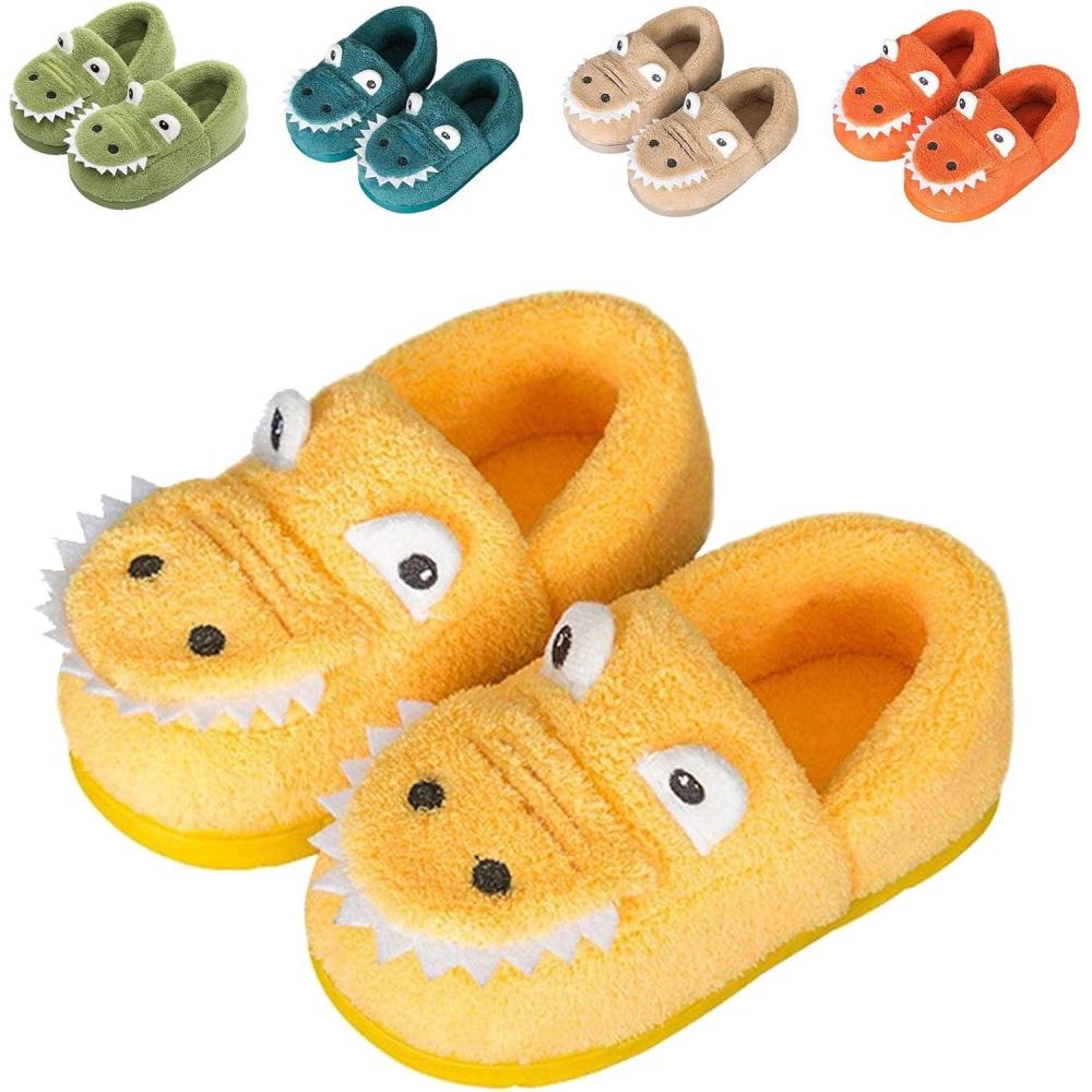 JACKSHIBO Toddler Slippers Boys Girls Little Kids Dinosaur House Shoes Cute Bunny Slipper for Home Indoor Winter Bedroom Non Slip Soft Plush Rabbit Warm Shoes(Yello)