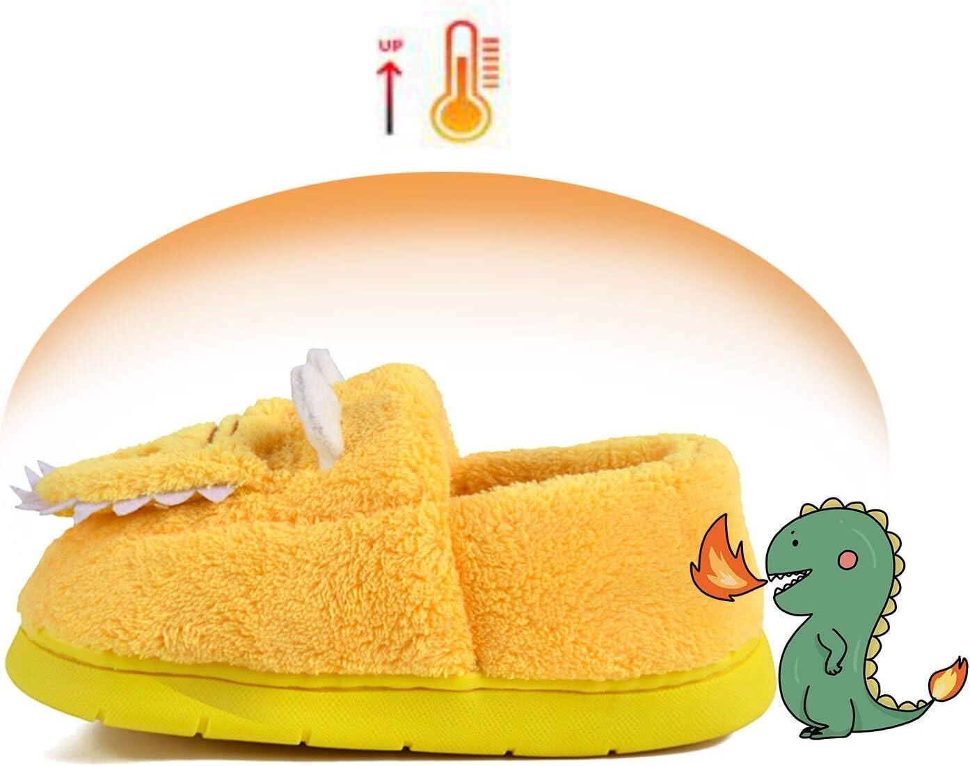 JACKSHIBO Toddler Slippers Boys Girls Little Kids Dinosaur House Shoes Cute Bunny Slipper for Home Indoor Winter Bedroom Non Slip Soft Plush Rabbit Warm Shoes(Yello)
