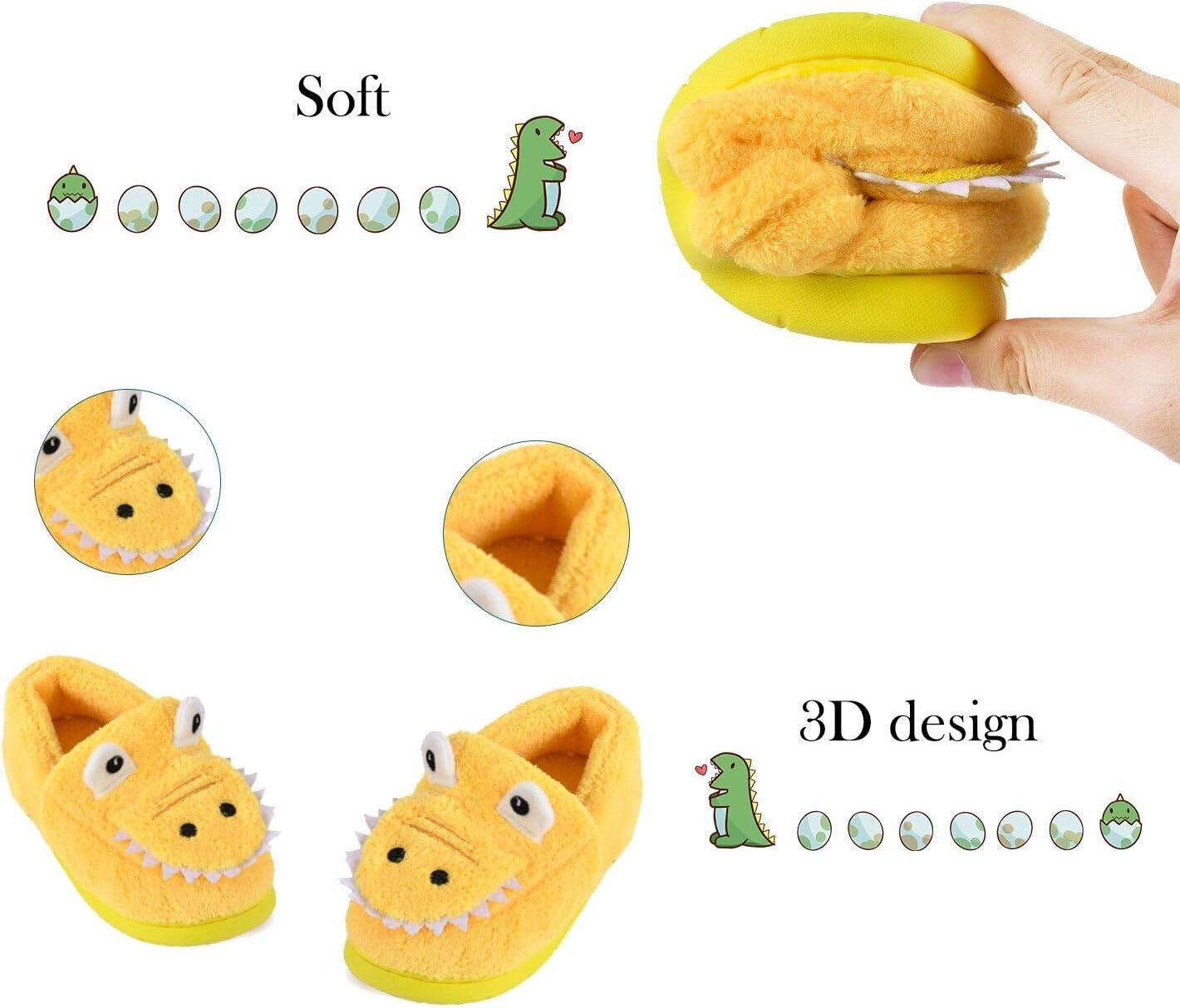 JACKSHIBO Toddler Slippers Boys Girls Little Kids Dinosaur House Shoes Cute Bunny Slipper for Home Indoor Winter Bedroom Non Slip Soft Plush Rabbit Warm Shoes(Yello)