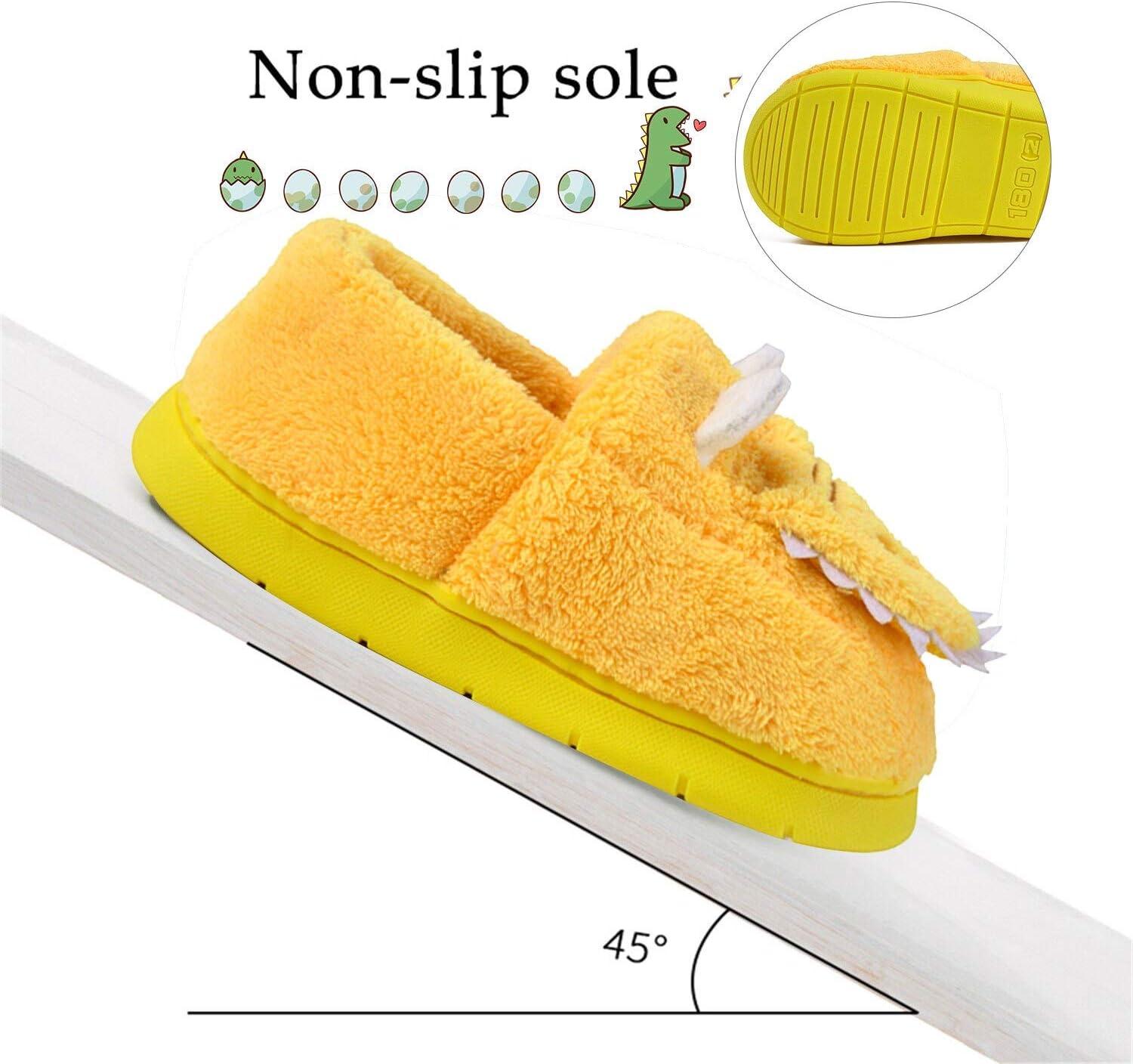 JACKSHIBO Toddler Slippers Boys Girls Little Kids Dinosaur House Shoes Cute Bunny Slipper for Home Indoor Winter Bedroom Non Slip Soft Plush Rabbit Warm Shoes(Yello)