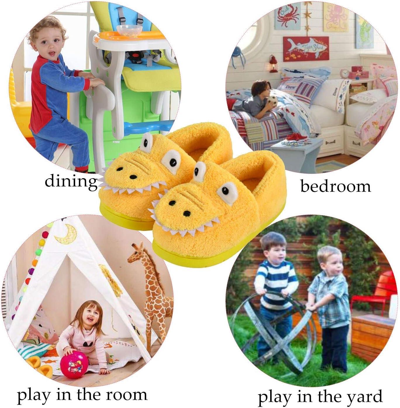 JACKSHIBO Toddler Slippers Boys Girls Little Kids Dinosaur House Shoes Cute Bunny Slipper for Home Indoor Winter Bedroom Non Slip Soft Plush Rabbit Warm Shoes(Yello)