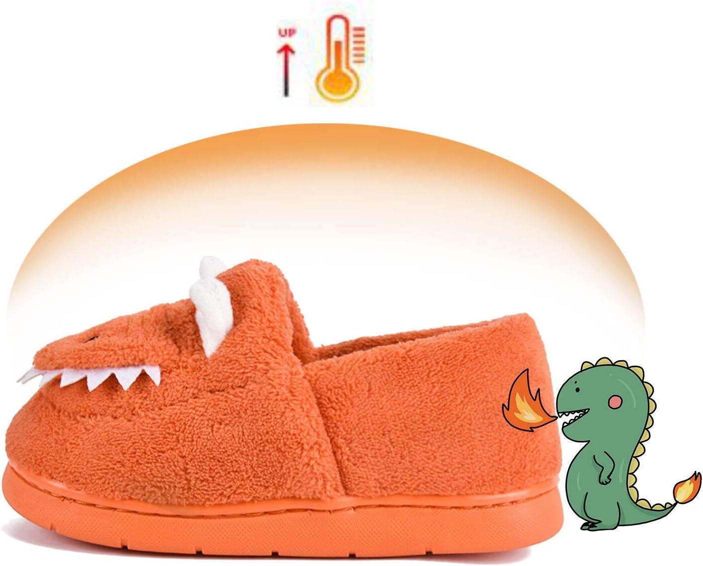 JACKSHIBO Toddler Slippers Boys Girls Little Kids Dinosaur House Shoes Cute Bunny Slipper for Home Indoor Winter Bedroom Non Slip Soft Plush Rabbit Warm Shoes(Orange)