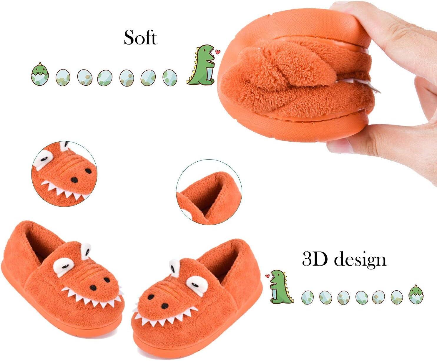 JACKSHIBO Toddler Slippers Boys Girls Little Kids Dinosaur House Shoes Cute Bunny Slipper for Home Indoor Winter Bedroom Non Slip Soft Plush Rabbit Warm Shoes(Orange)