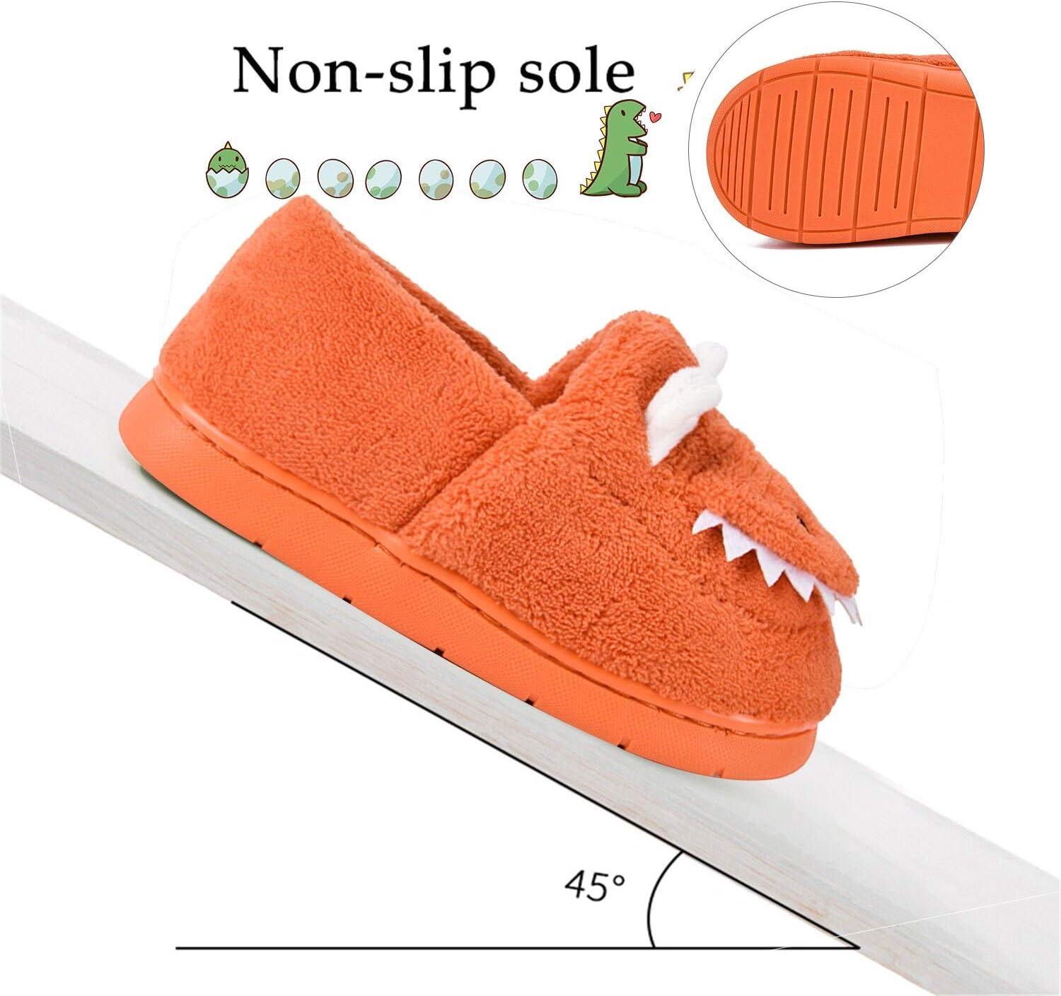 JACKSHIBO Toddler Slippers Boys Girls Little Kids Dinosaur House Shoes Cute Bunny Slipper for Home Indoor Winter Bedroom Non Slip Soft Plush Rabbit Warm Shoes(Orange)