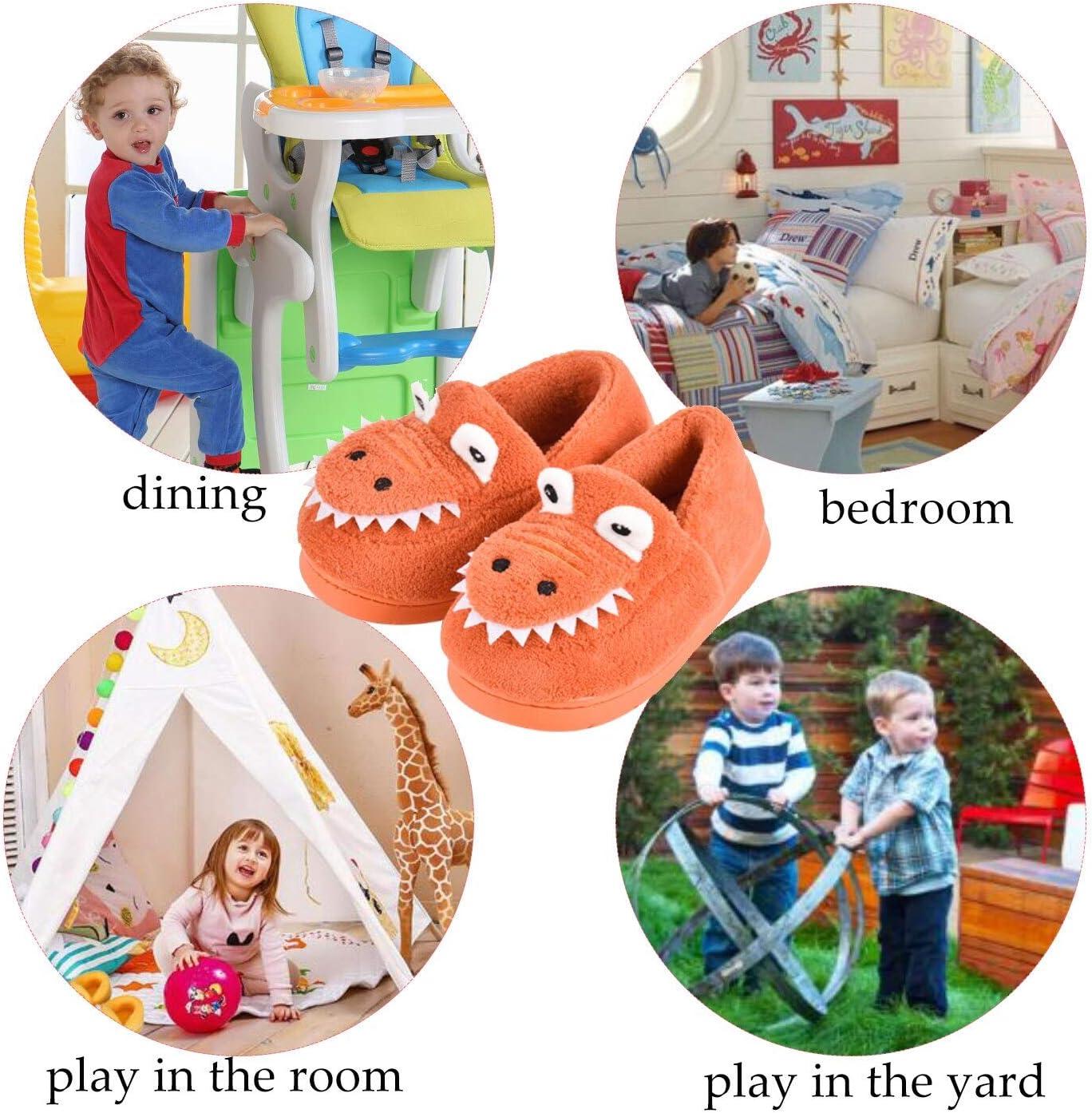 JACKSHIBO Toddler Slippers Boys Girls Little Kids Dinosaur House Shoes Cute Bunny Slipper for Home Indoor Winter Bedroom Non Slip Soft Plush Rabbit Warm Shoes(Orange)