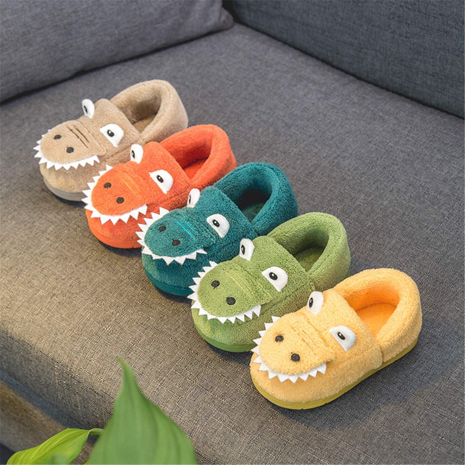 JACKSHIBO Toddler Slippers Boys Girls Little Kids Dinosaur House Shoes Cute Bunny Slipper for Home Indoor Winter Bedroom Non Slip Soft Plush Rabbit Warm Shoes(Orange)
