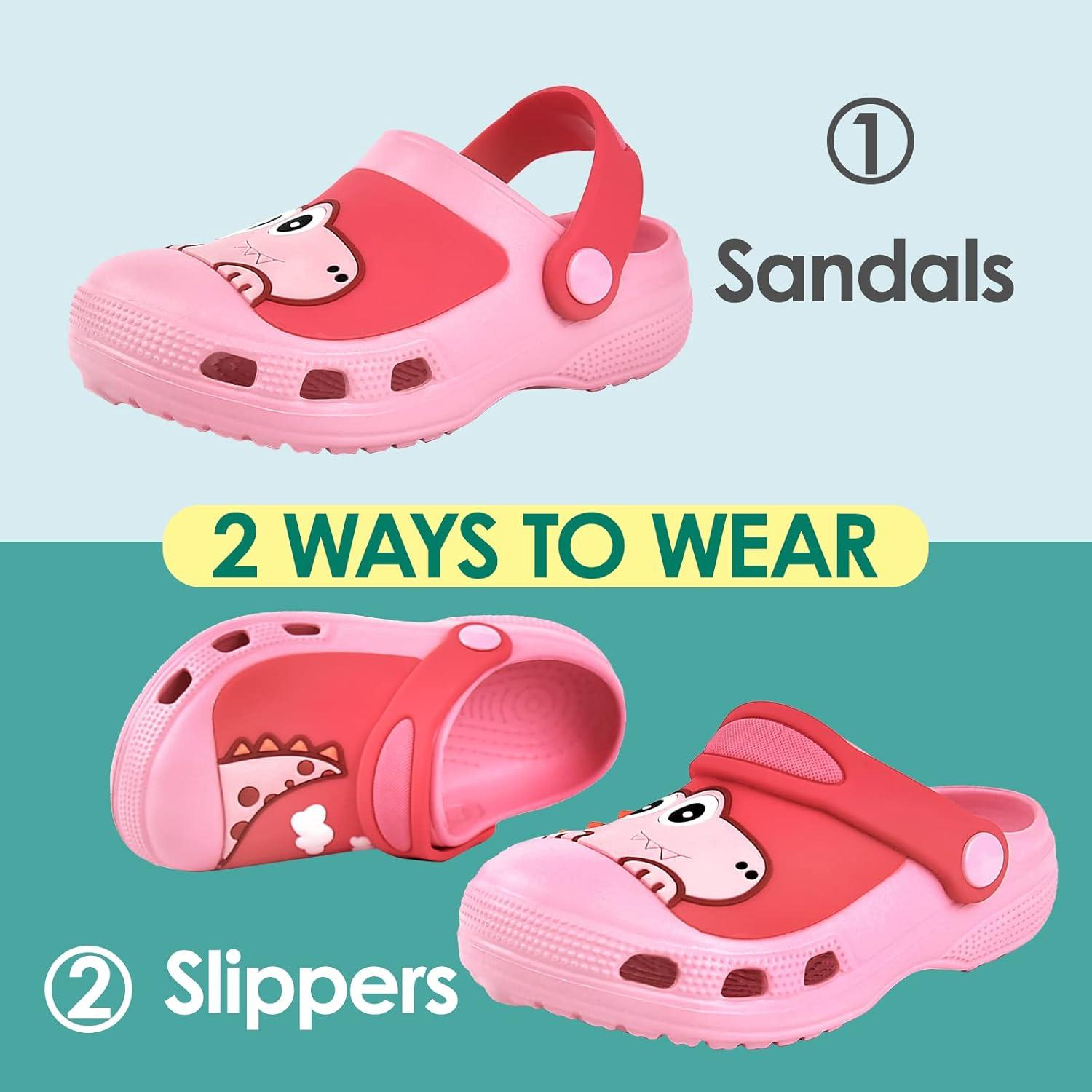 JACKSHIBO Toddler Little Kids Clogs Boys Girls Dinosaur Water Pool Beach Garden Sandals