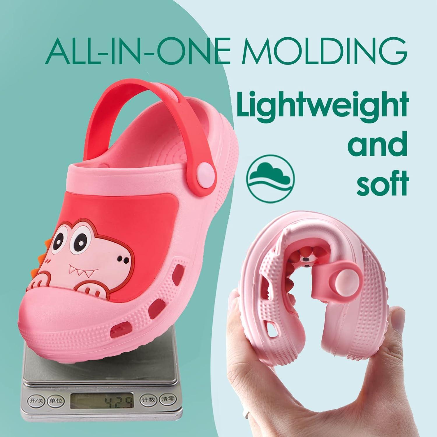 JACKSHIBO Toddler Little Kids Clogs Boys Girls Dinosaur Water Pool Beach Garden Sandals