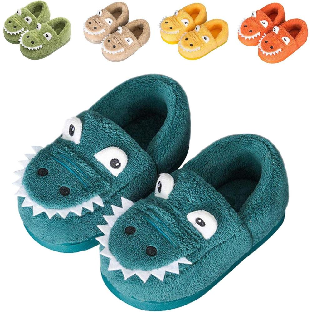 JACKSHIBO Toddler Slippers Boys Girls Little Kids Dinosaur House Shoes Cute Bunny Slipper for Home Indoor Winter Bedroom Non Slip Soft Plush Rabbit Warm Shoes(Blue)