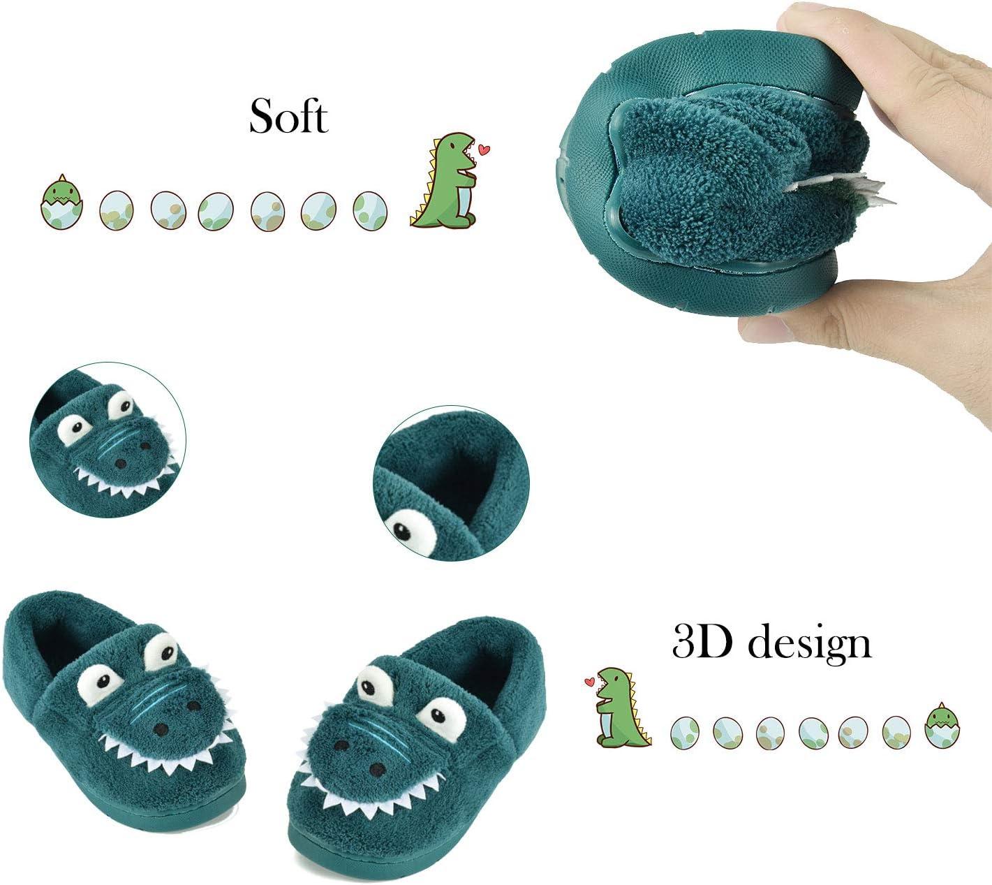 JACKSHIBO Toddler Slippers Boys Girls Little Kids Dinosaur House Shoes Cute Bunny Slipper for Home Indoor Winter Bedroom Non Slip Soft Plush Rabbit Warm Shoes(Blue)