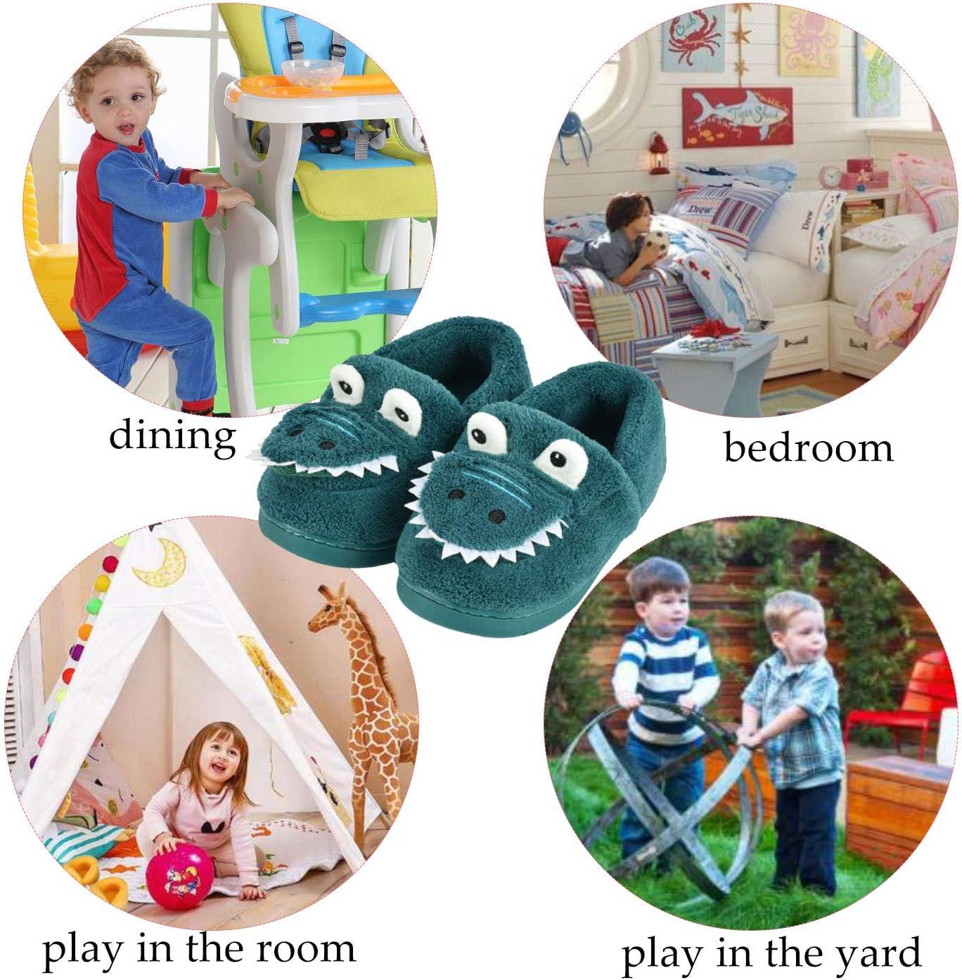 JACKSHIBO Toddler Slippers Boys Girls Little Kids Dinosaur House Shoes Cute Bunny Slipper for Home Indoor Winter Bedroom Non Slip Soft Plush Rabbit Warm Shoes(Blue)