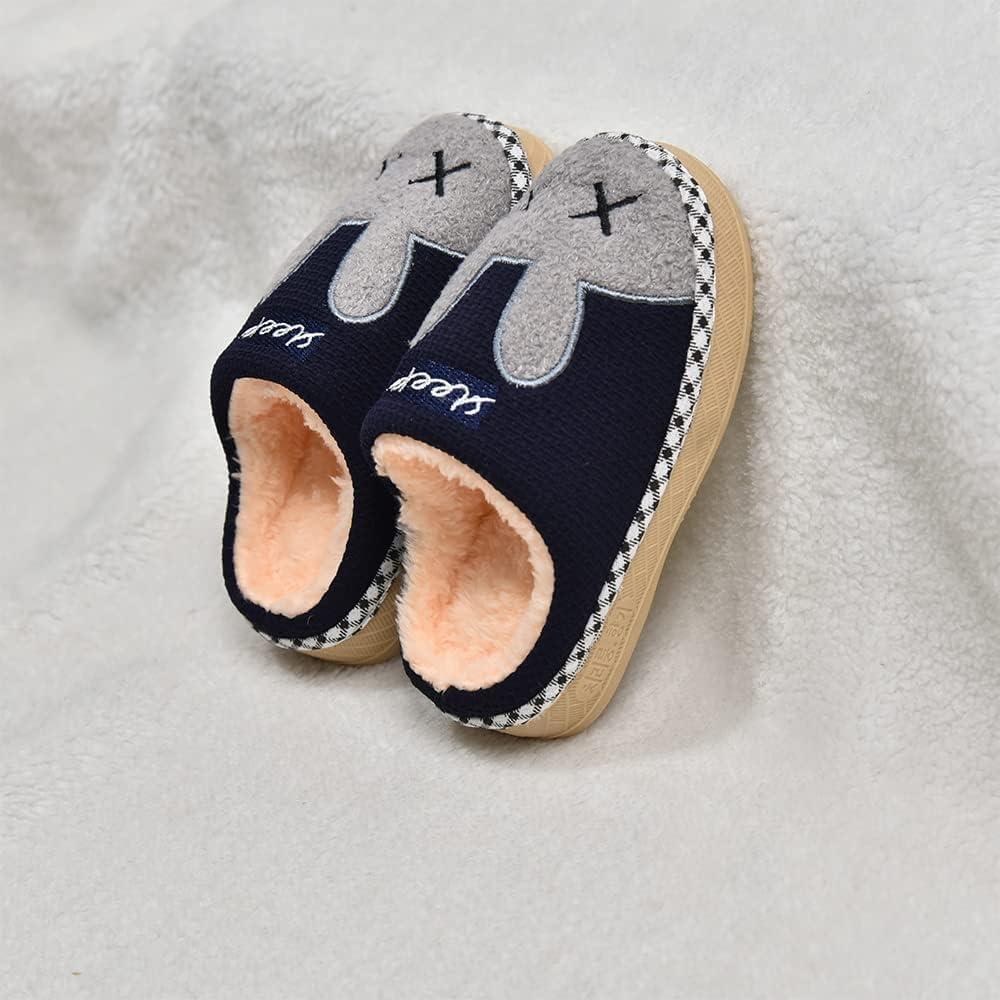 JACKSHIBO Toddler Slippers Boys Girls Little Kids Dinosaur House Shoes Cute Bunny Slipper for Home Indoor Winter Bedroom Non Slip Soft Plush Rabbit Warm Shoes(1718-rabbit Black)