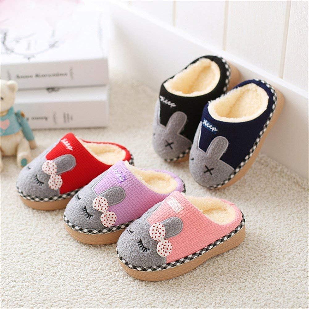 JACKSHIBO Toddler Slippers Boys Girls Little Kids Dinosaur House Shoes Cute Bunny Slipper for Home Indoor Winter Bedroom Non Slip Soft Plush Rabbit Warm Shoes(1718-rabbit Black)