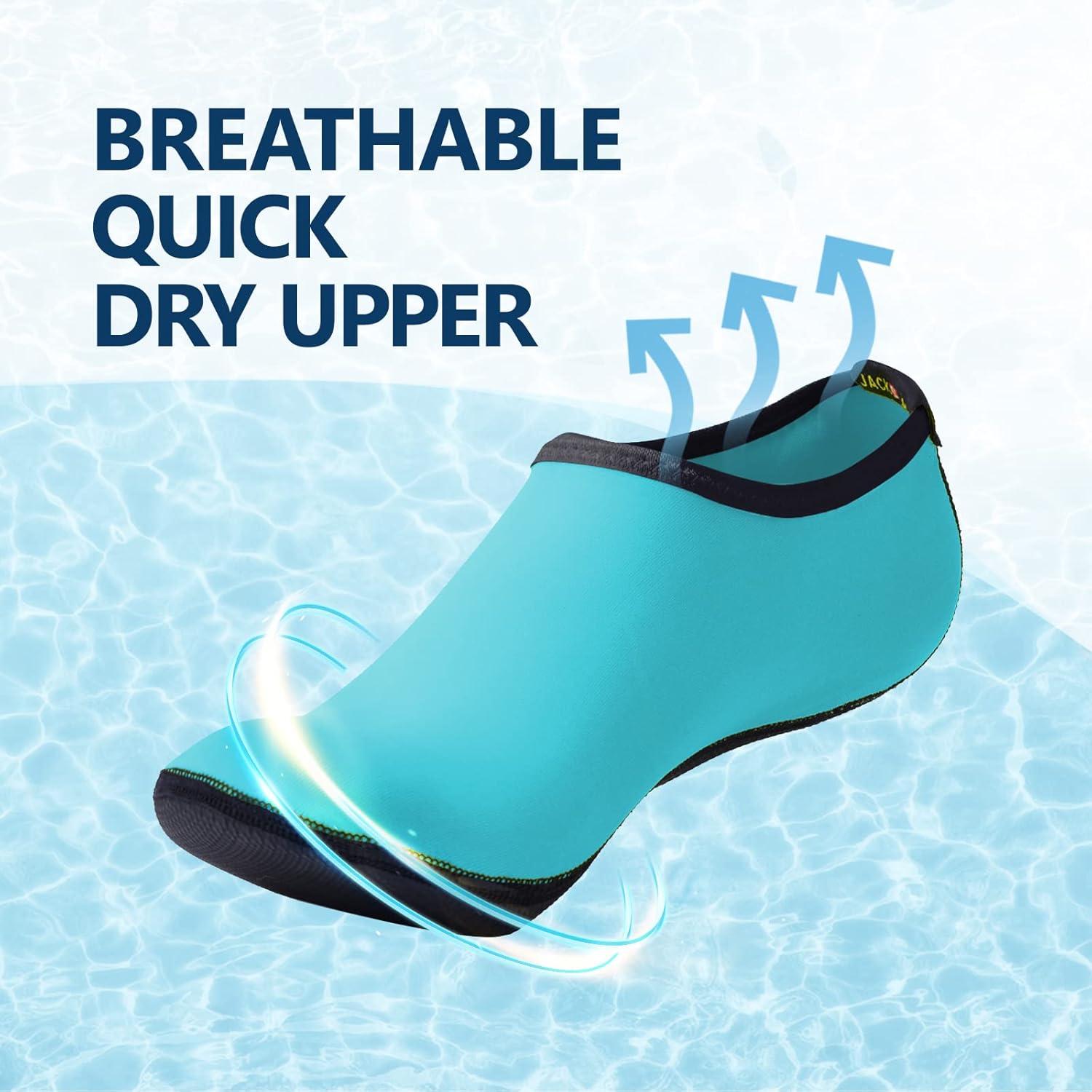 JACKSHIBO Water Shoes for Women Men Swim Shoes Water Socks for Cruise Essentials Swimming Aqua Beach Pool Yoga Surf(Bluegreen)