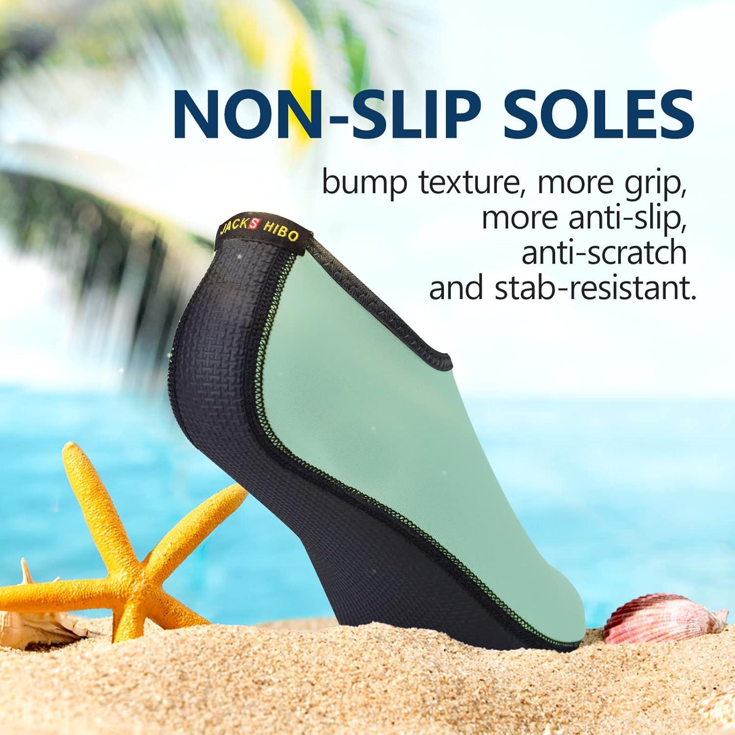 JACKSHIBO Water Shoes for Women Men Swim Shoes Water Socks for Cruise Essentials Swimming Aqua Beach Pool Yoga Surf(Lightgreen)
