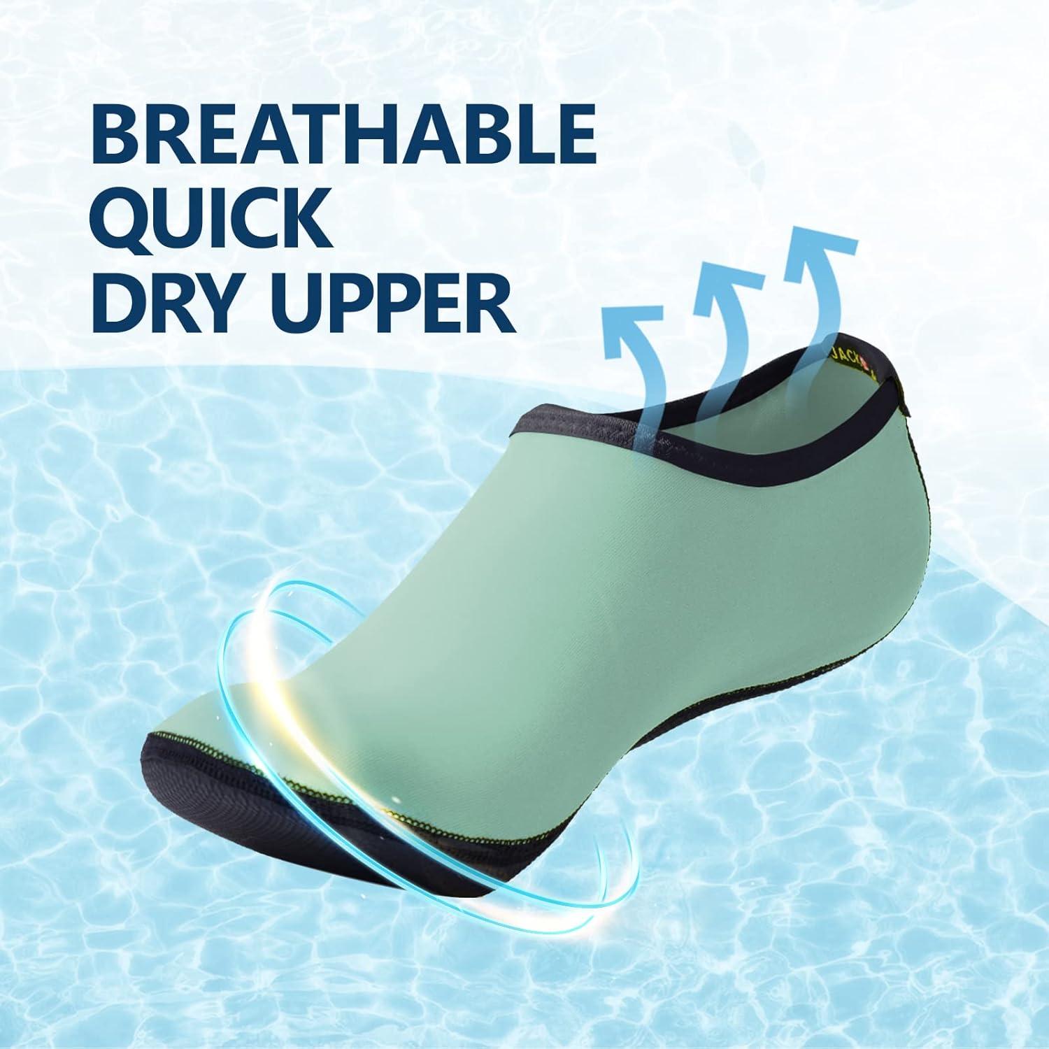 JACKSHIBO Water Shoes for Women Men Swim Shoes Water Socks for Cruise Essentials Swimming Aqua Beach Pool Yoga Surf(Lightgreen)