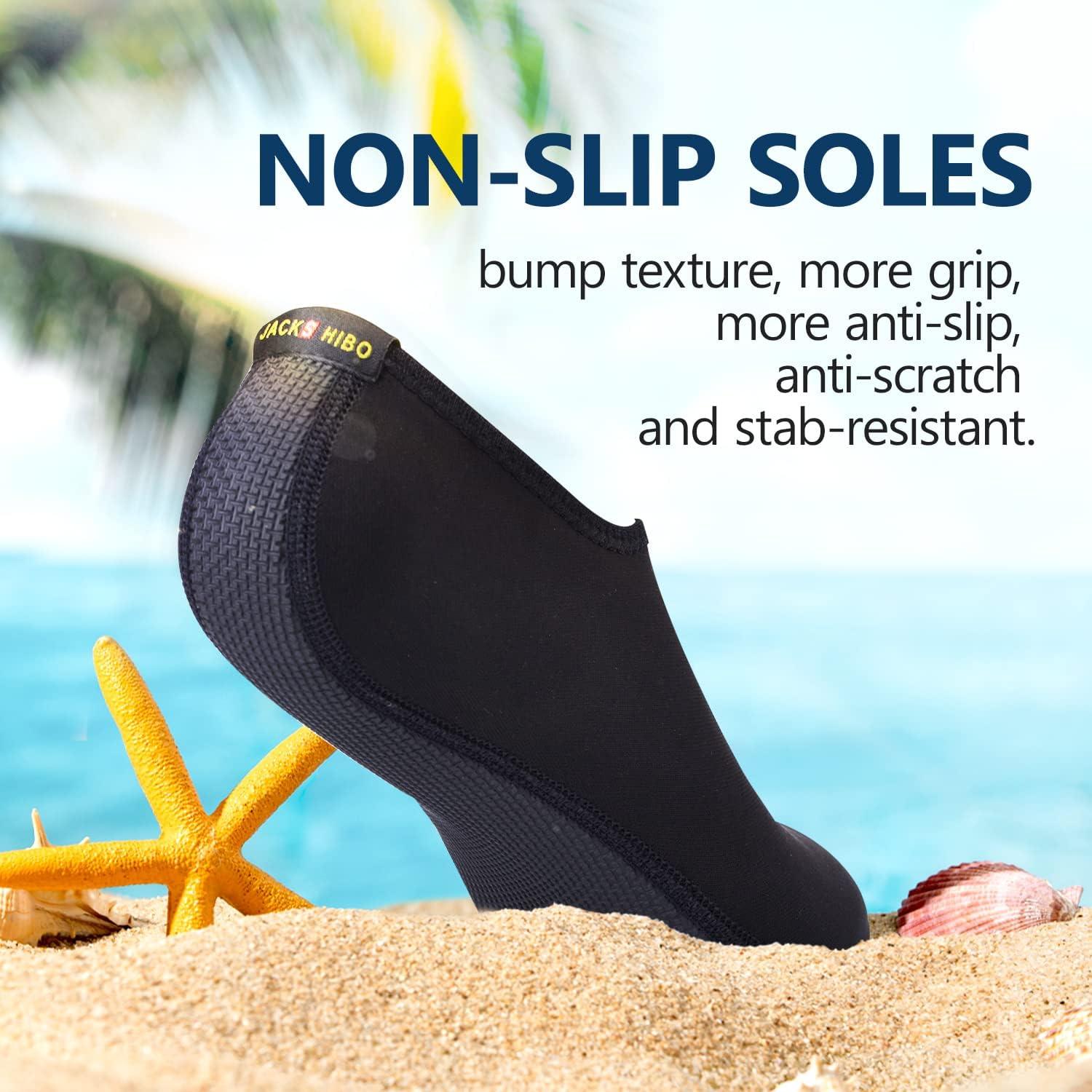 JACKSHIBO Water Shoes for Women Men Swim Shoes Water Socks for Cruise Essentials Swimming Aqua Beach Pool Yoga Surf(Pure Black)