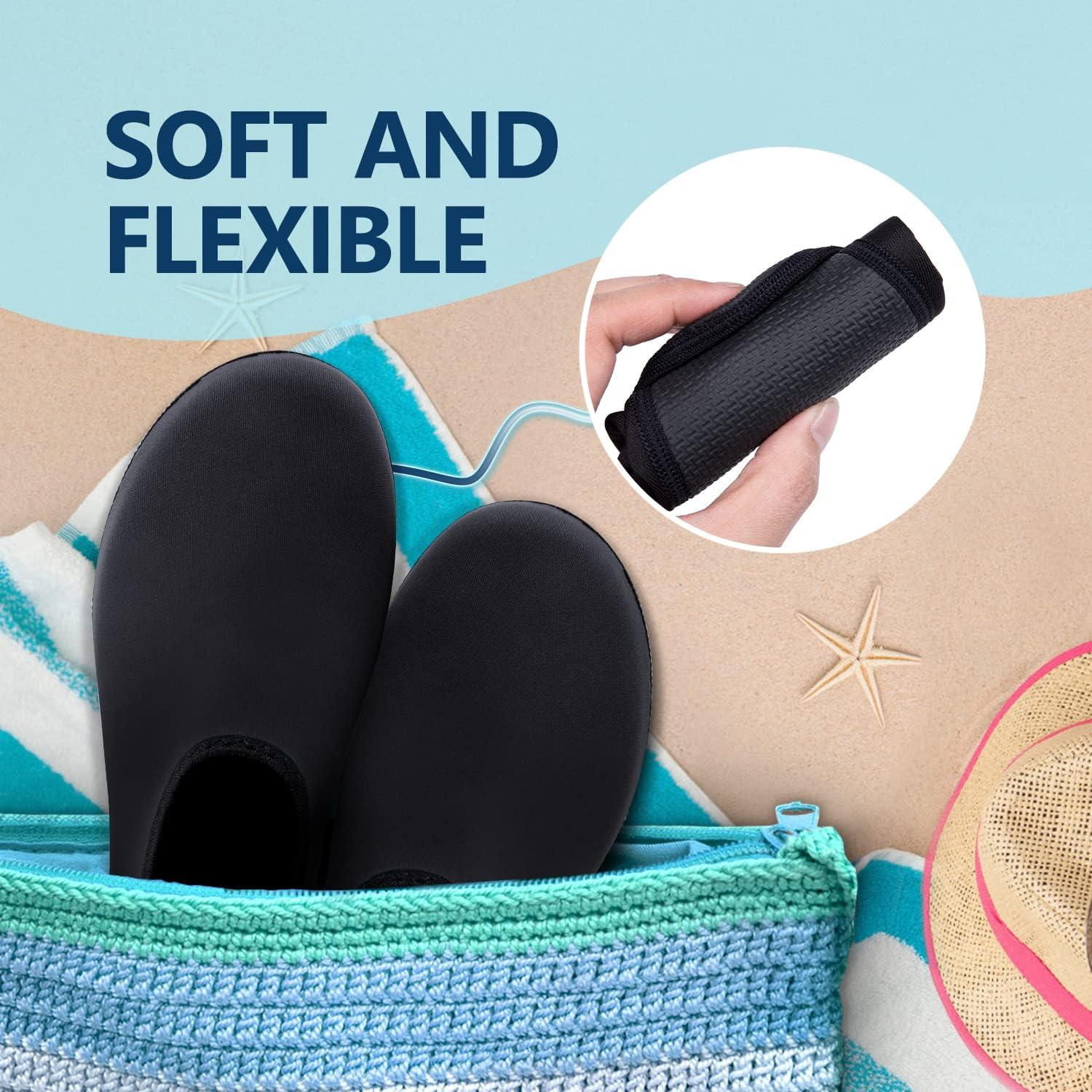 JACKSHIBO Water Shoes for Women Men Swim Shoes Water Socks for Cruise Essentials Swimming Aqua Beach Pool Yoga Surf(Pure Black)