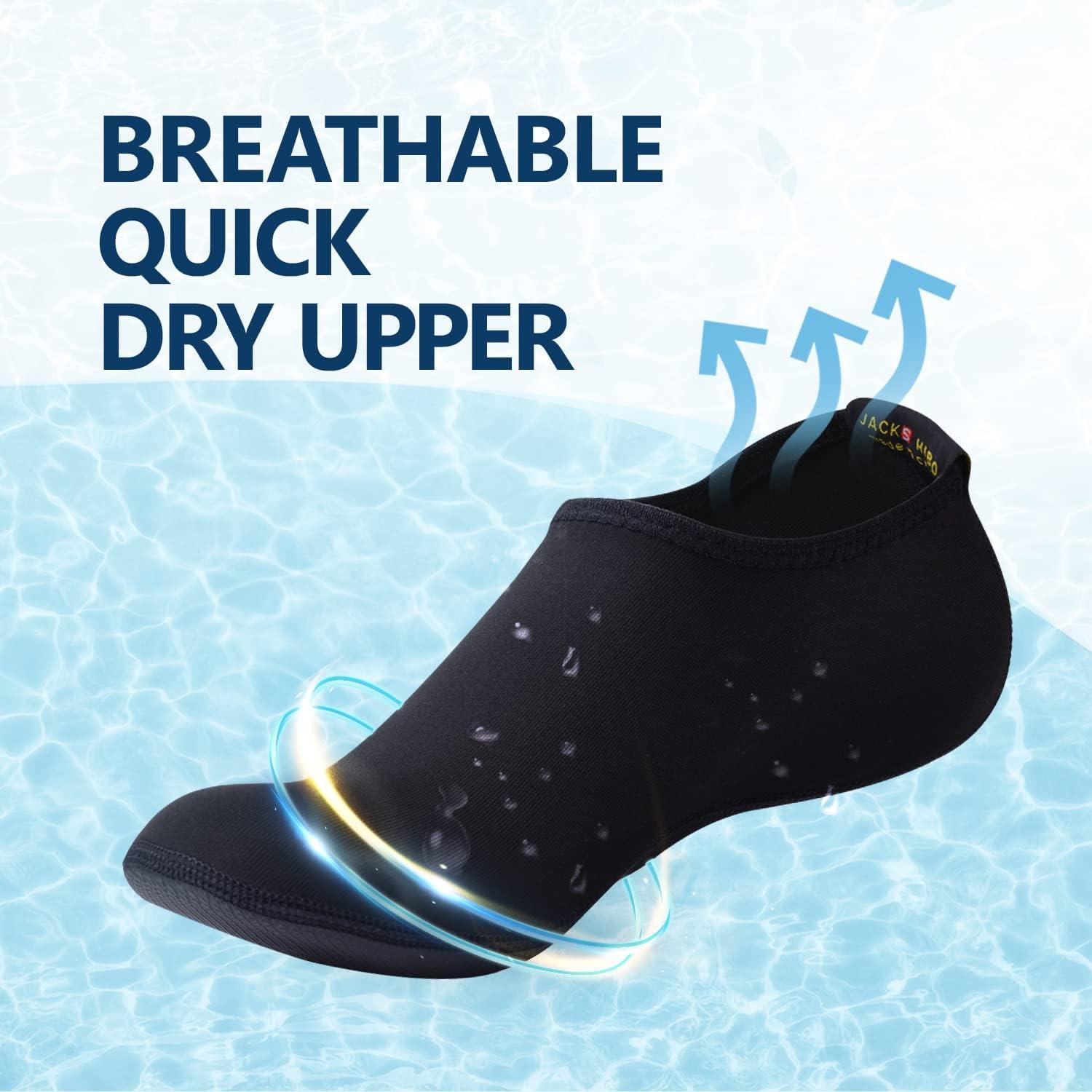 JACKSHIBO Water Shoes for Women Men Swim Shoes Water Socks for Cruise Essentials Swimming Aqua Beach Pool Yoga Surf(Pure Black)