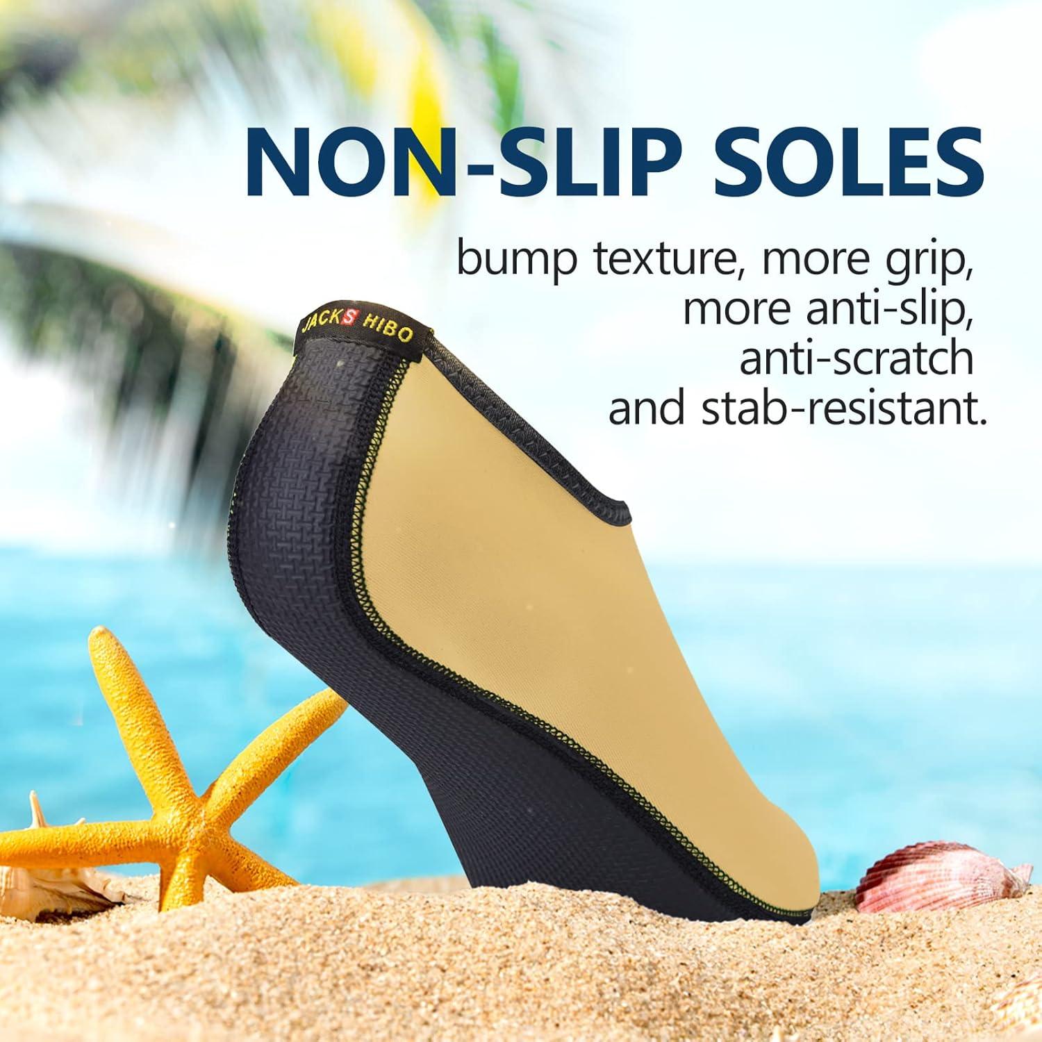 JACKSHIBO Water Shoes for Women Men Swim Shoes Water Socks for Cruise Essentials Swimming Aqua Beach Pool Yoga Surf(Lightyellow)