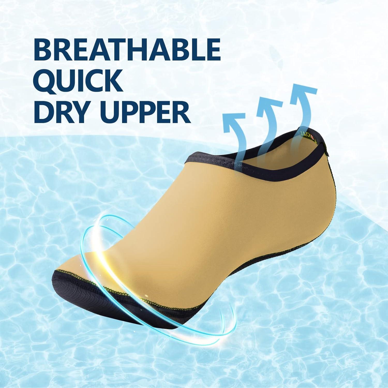 JACKSHIBO Water Shoes for Women Men Swim Shoes Water Socks for Cruise Essentials Swimming Aqua Beach Pool Yoga Surf(Lightyellow)