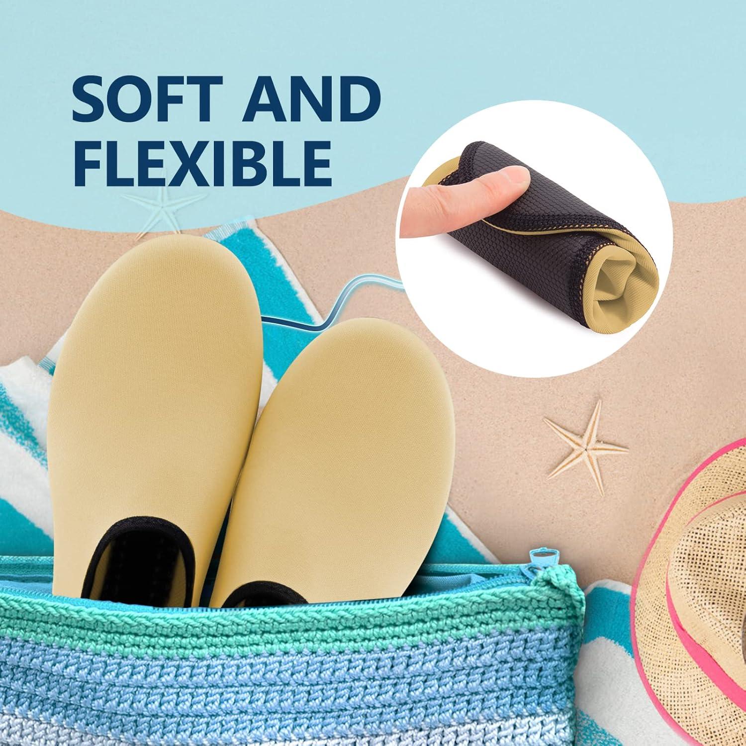 JACKSHIBO Water Shoes for Women Men Swim Shoes Water Socks for Cruise Essentials Swimming Aqua Beach Pool Yoga Surf(Lightyellow)