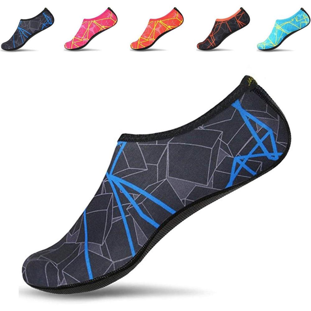 JACKSHIBO Water Shoes for Women Men Swim Shoes Water Socks for Cruise Essentials Swimming Aqua Beach Pool Yoga Surf(Navy Blue)