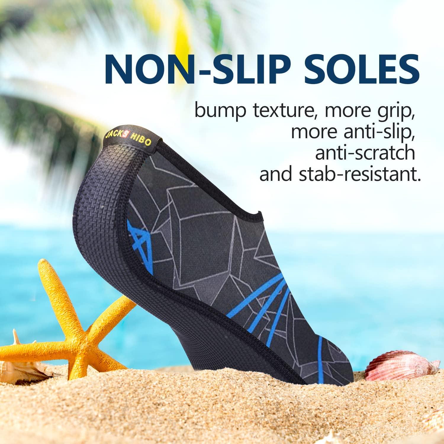JACKSHIBO Water Shoes for Women Men Swim Shoes Water Socks for Cruise Essentials Swimming Aqua Beach Pool Yoga Surf(Navy Blue)