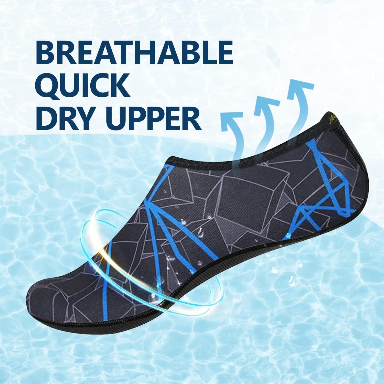 JACKSHIBO Water Shoes for Women Men Swim Shoes Water Socks for Cruise Essentials Swimming Aqua Beach Pool Yoga Surf(Navy Blue)