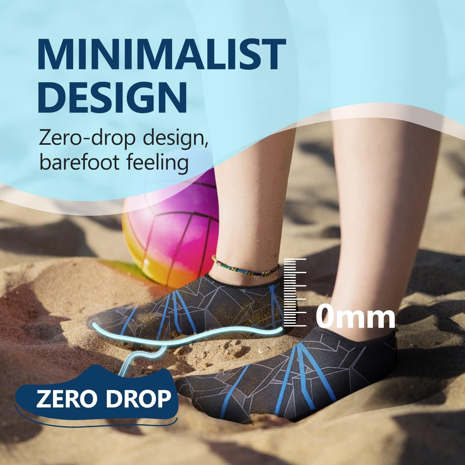 JACKSHIBO Water Shoes for Women Men Swim Shoes Water Socks for Cruise Essentials Swimming Aqua Beach Pool Yoga Surf(Navy Blue)