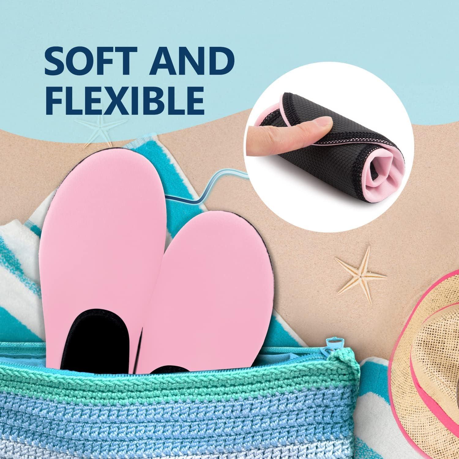 JACKSHIBO Water Shoes for Women Men Swim Shoes Water Socks for Cruise Essentials Swimming Aqua Beach Pool Yoga Surf(Pink Hz87)