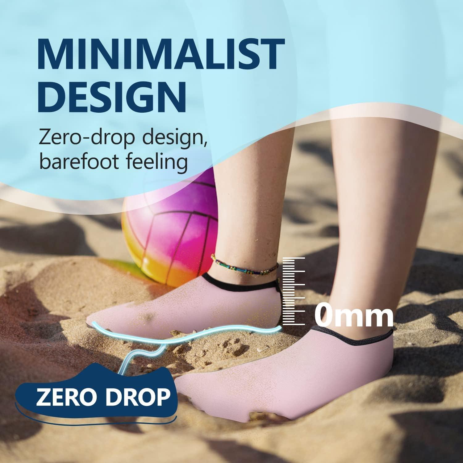 JACKSHIBO Water Shoes for Women Men Swim Shoes Water Socks for Cruise Essentials Swimming Aqua Beach Pool Yoga Surf(Pink Hz87)