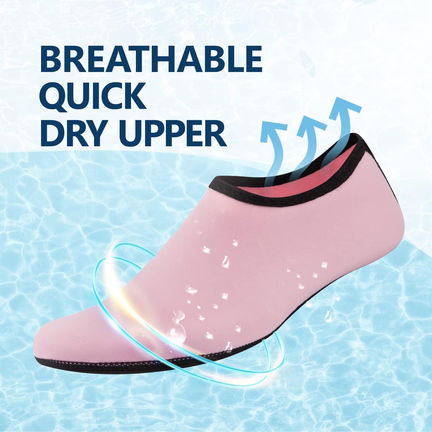 JACKSHIBO Water Shoes for Women Men Swim Shoes Water Socks for Cruise Essentials Swimming Aqua Beach Pool Yoga Surf(Pink Hz87)