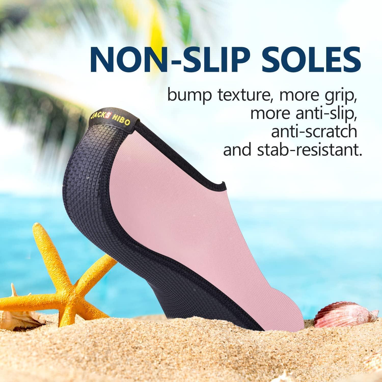 JACKSHIBO Water Shoes for Women Men Swim Shoes Water Socks for Cruise Essentials Swimming Aqua Beach Pool Yoga Surf(Pink Hz87)