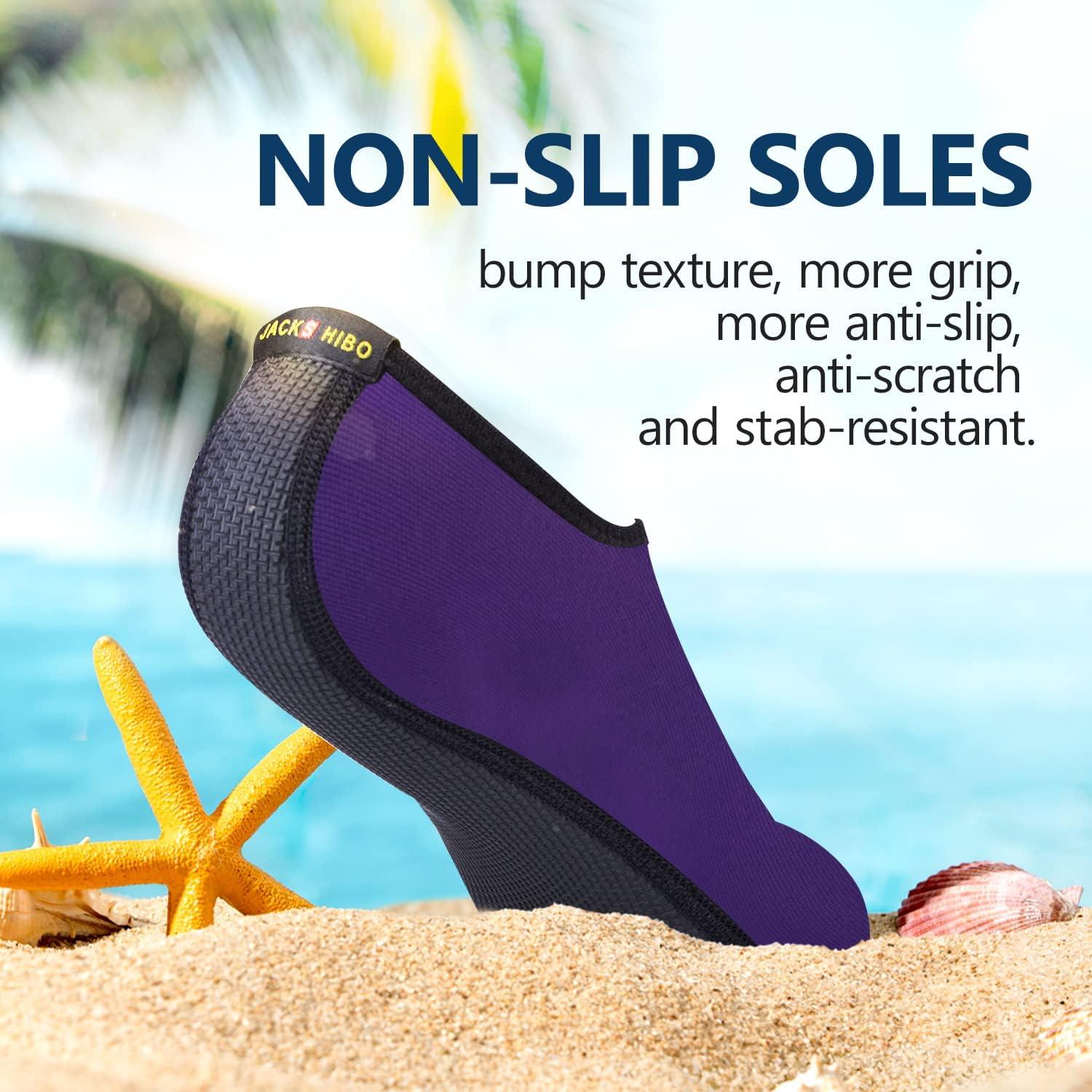 JACKSHIBO Water Shoes for Women Men Swim Shoes Water Socks for Cruise Essentials Swimming Aqua Beach Pool Yoga Surf(Purple 1)