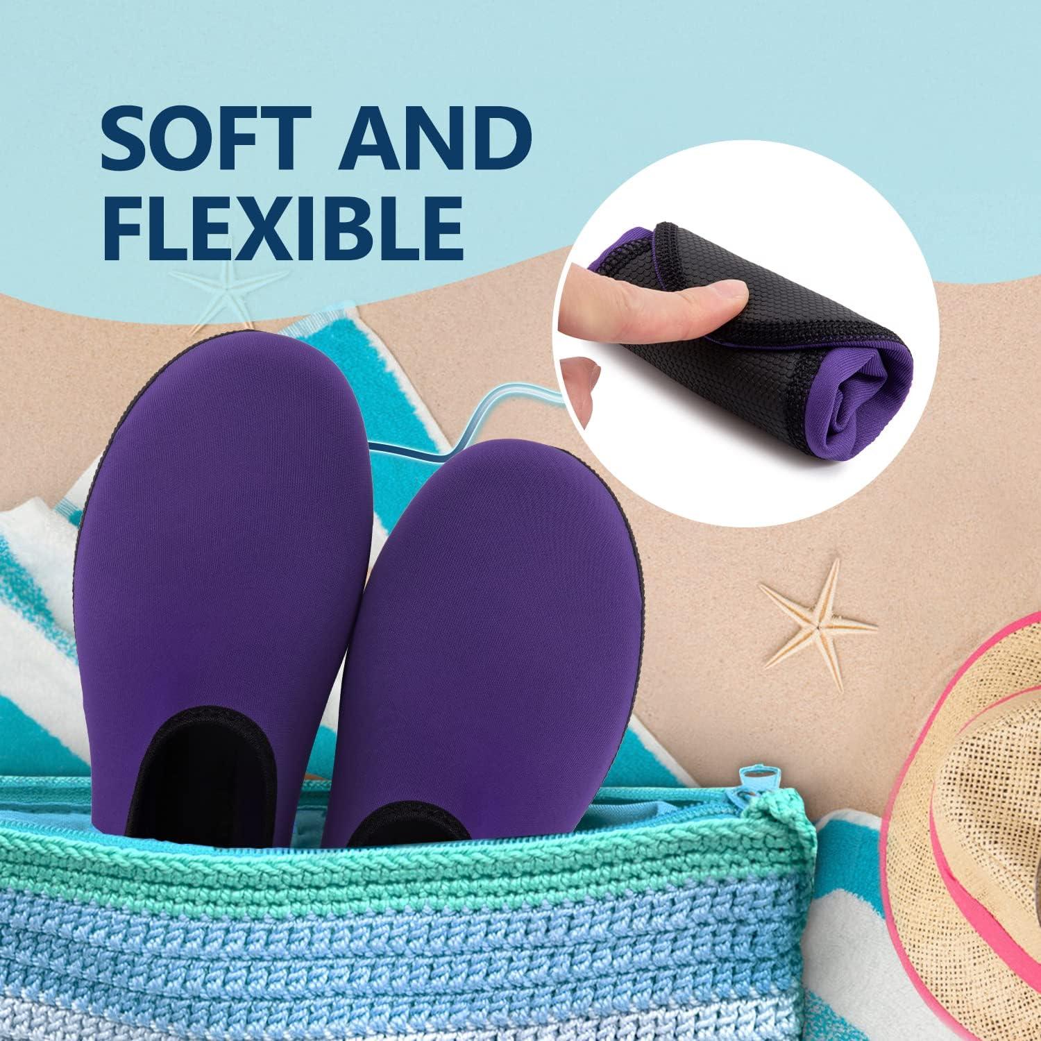 JACKSHIBO Water Shoes for Women Men Swim Shoes Water Socks for Cruise Essentials Swimming Aqua Beach Pool Yoga Surf(Purple 1)