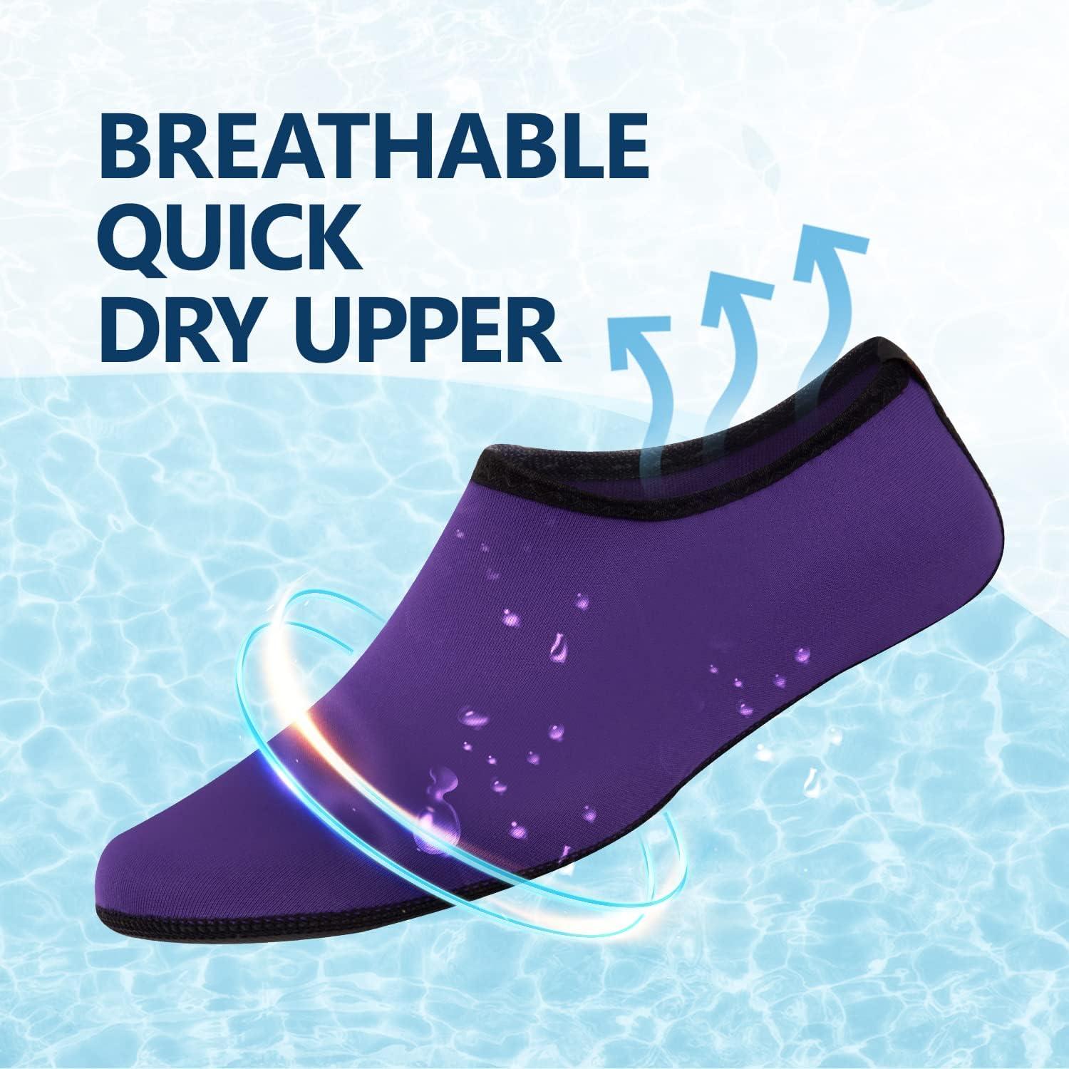 JACKSHIBO Water Shoes for Women Men Swim Shoes Water Socks for Cruise Essentials Swimming Aqua Beach Pool Yoga Surf(Purple 1)