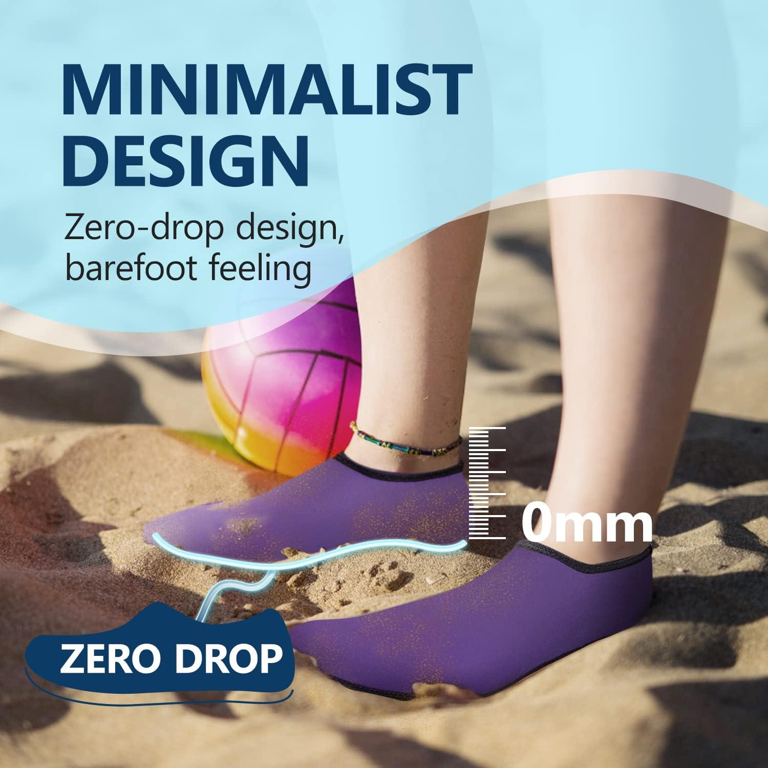 JACKSHIBO Water Shoes for Women Men Swim Shoes Water Socks for Cruise Essentials Swimming Aqua Beach Pool Yoga Surf(Purple 1)