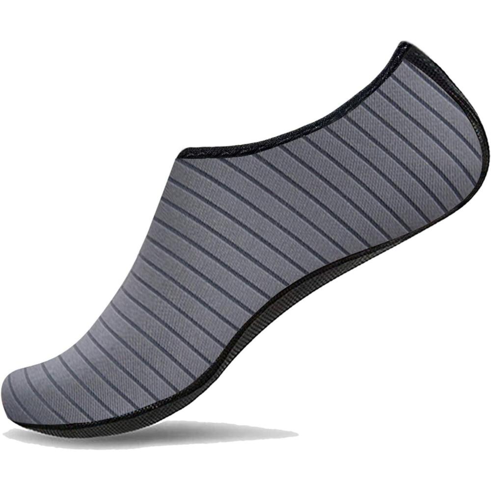 JACKSHIBO Water Shoes for Women Men Swim Shoes Water Socks for Cruise Essentials Swimming Aqua Beach Pool Yoga Surf(Greystripe)